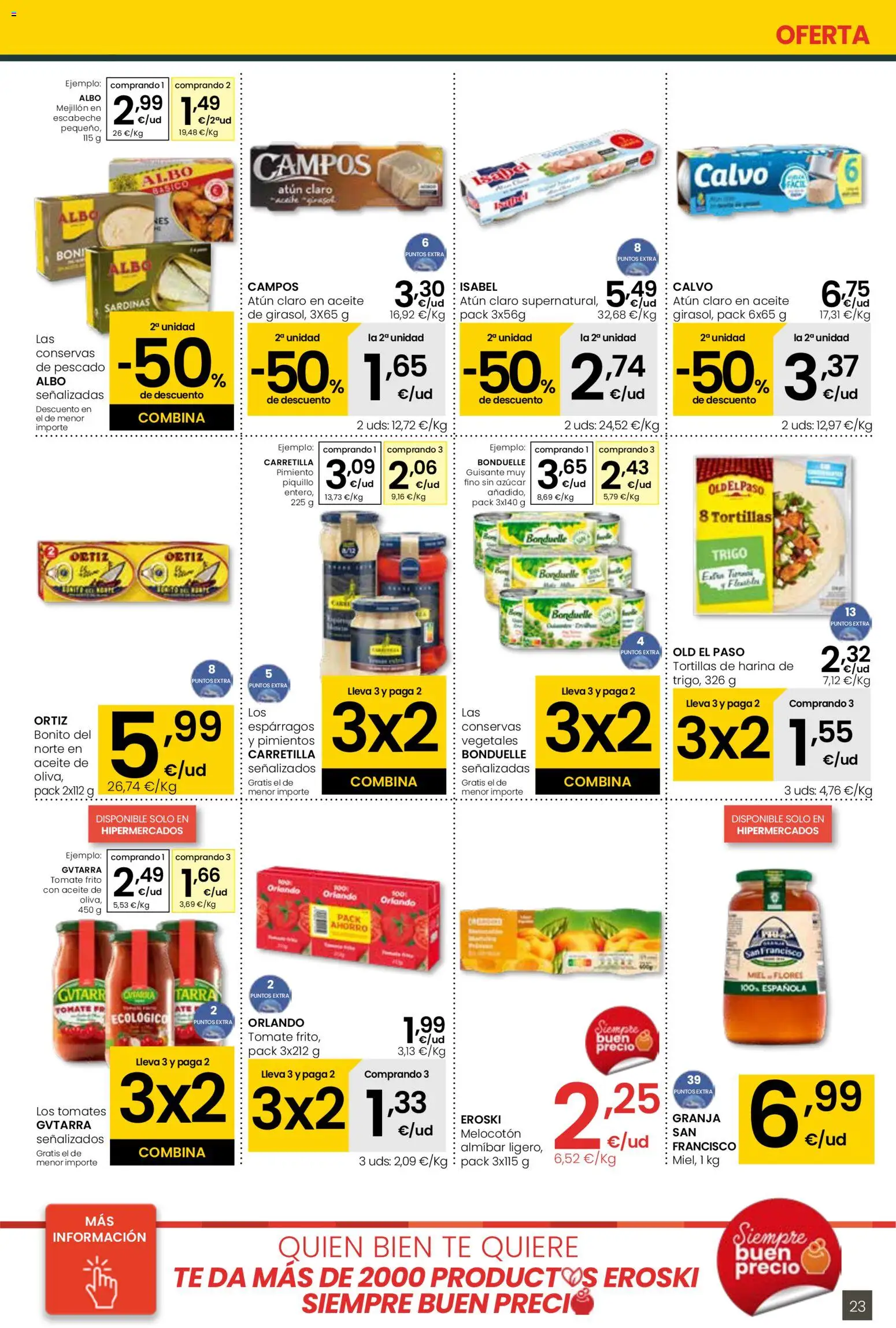 Eroski - 3x2  │ válido desde el 30.10.2025 | Página: 23 | Productos: Aceite, Pescado, Té, Atún claro