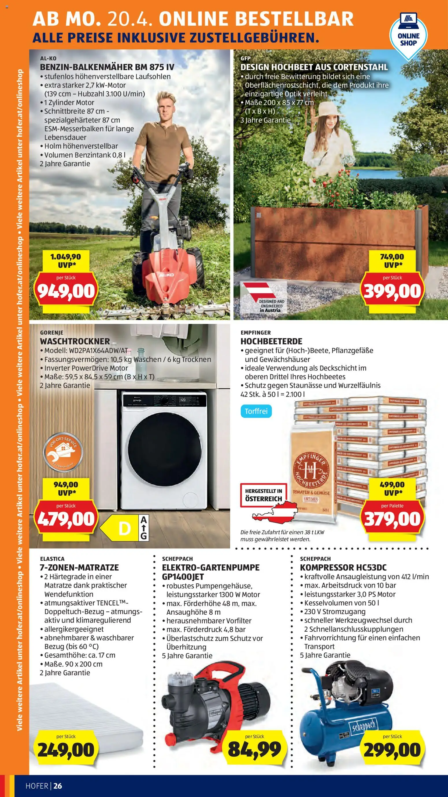 Hofer Flugblatt gültig ab 20.04.2026 | Seite: 30 | Produkte: Gemüse, Matratze, Tomaten