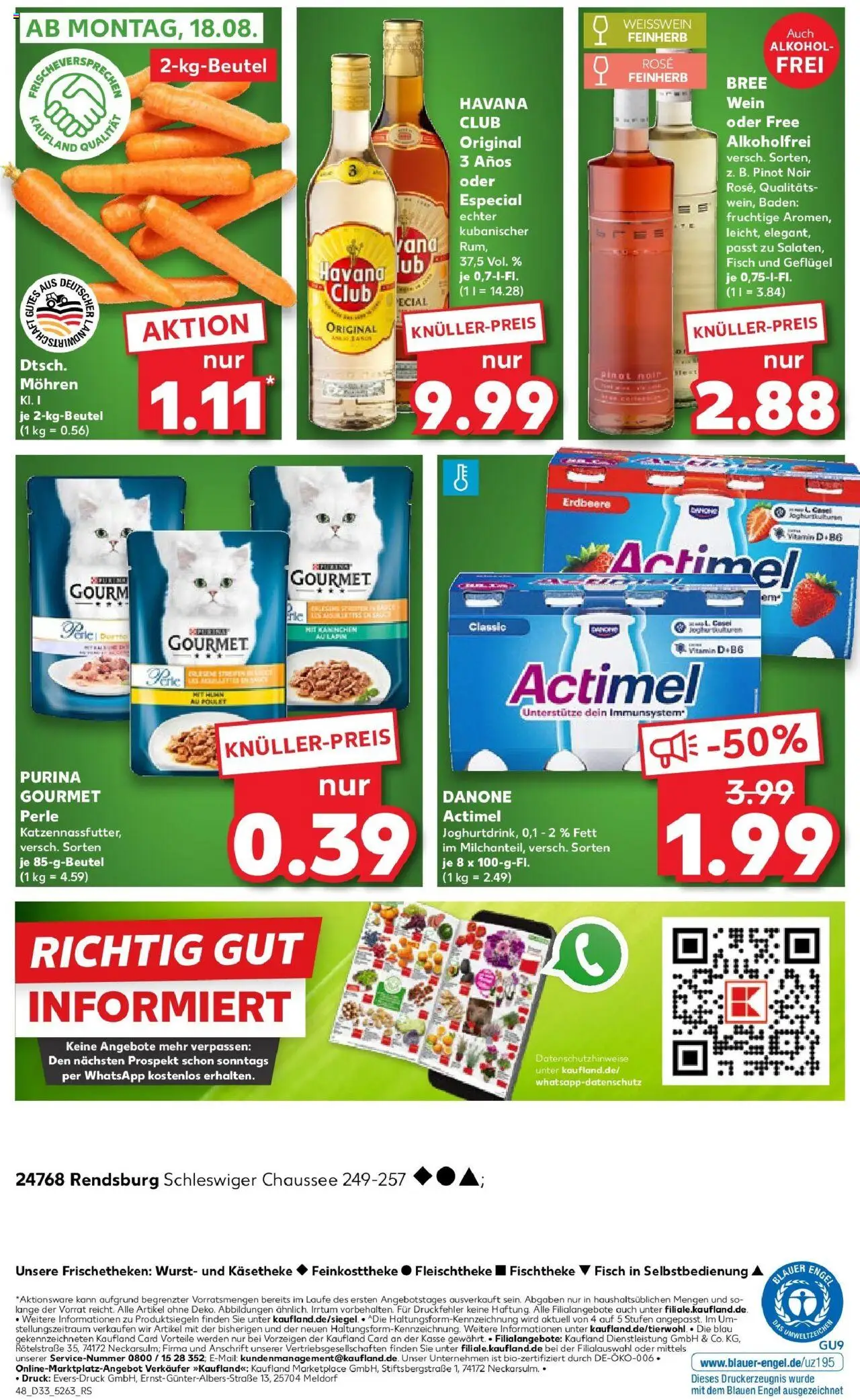 Kaufland prospekt Rendsburg	 – gültig ab 14.08.2025 | Seite: 48 | Produkte: Actimel, Kaninchen, Weißwein, Fisch