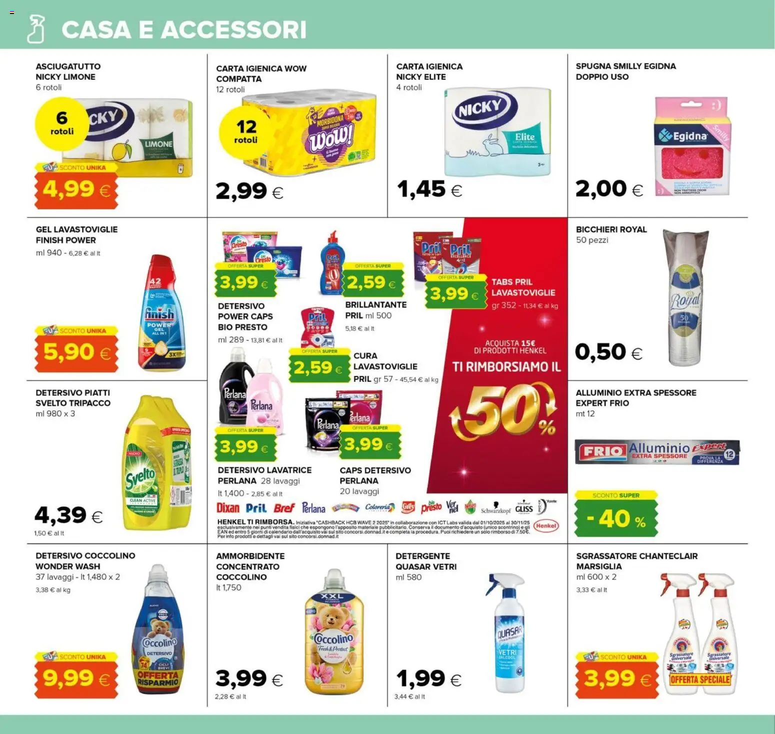 Volantino Oasi del 06.11.2025 | Pagina: 28 | Prodotti: Spugna, Carta igienica, Ammorbidente, Detergente