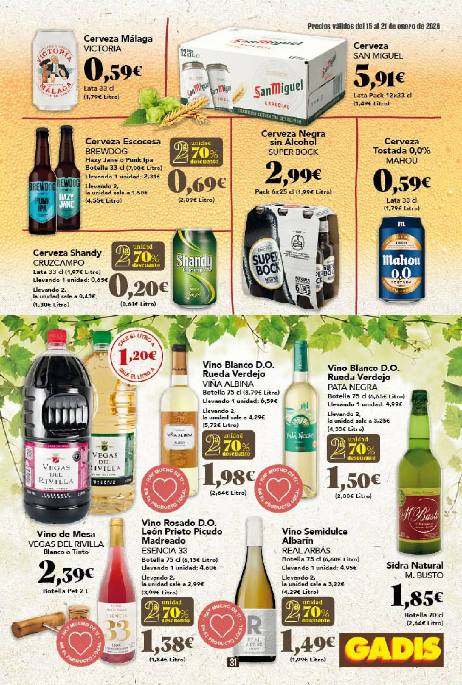 Gadis - folleto │ válido desde el 15.01.2026 | Página: 31 | Productos: Vino rosado, Vino, Cerveza, Mesa