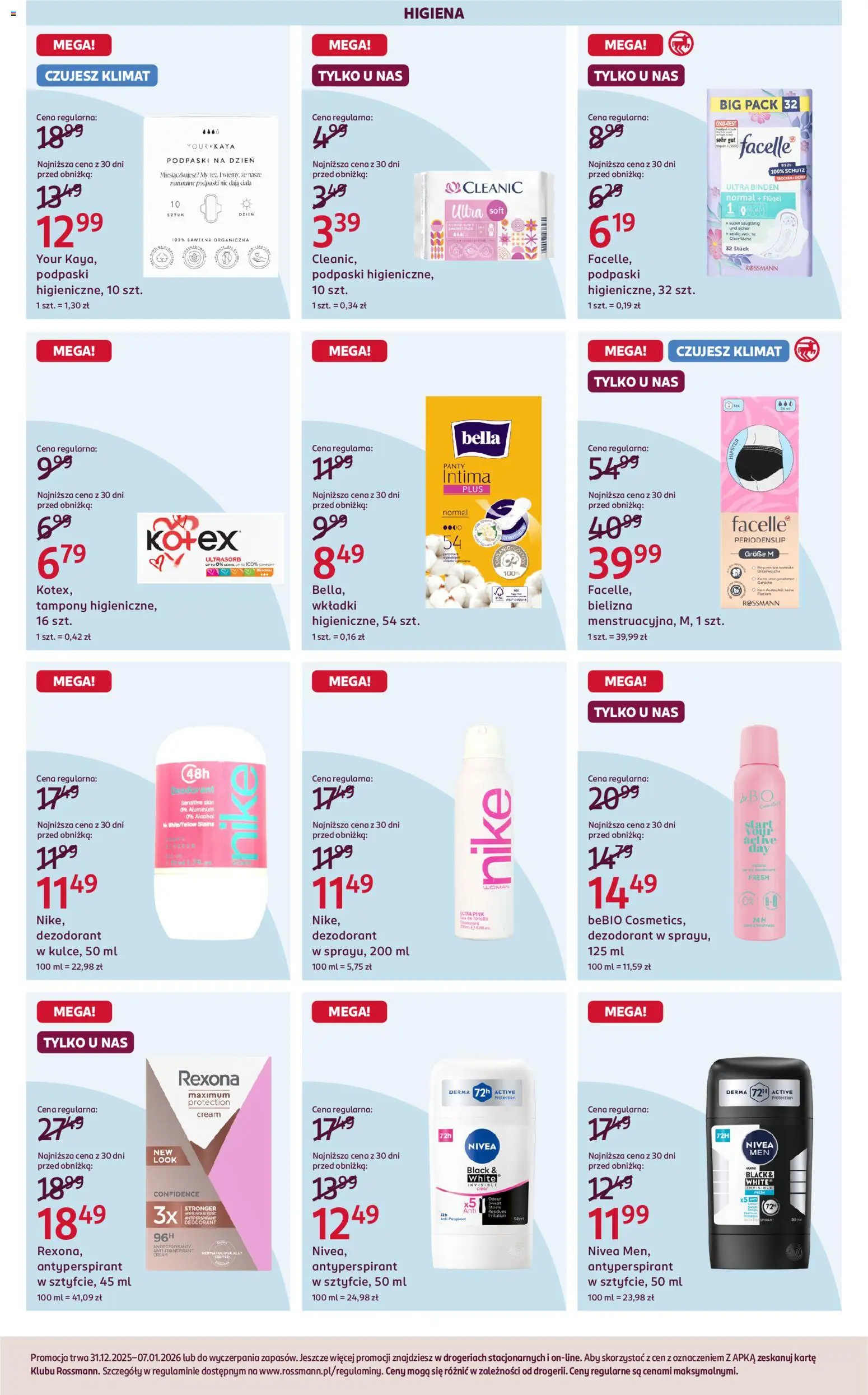 Rossmann Gazetka od 31.12.2025 | Strona: 13 | Produkty: Bielizna, Podpaski, Dezodorant, Antyperspirant