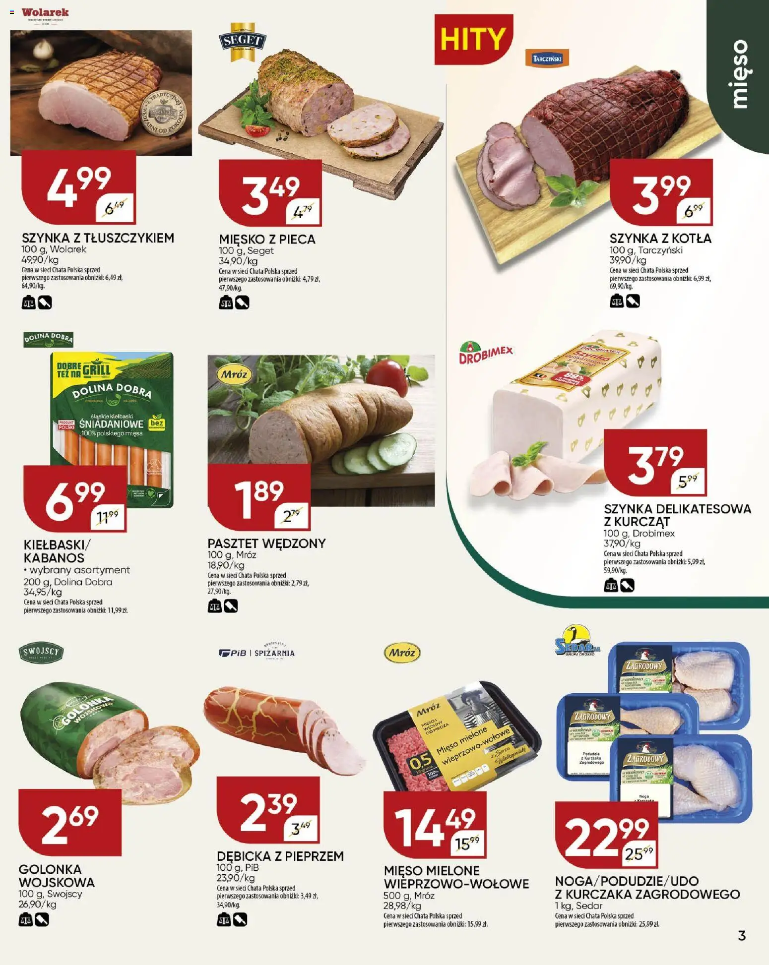 Chata Polska Gazetka od 29.01.2026 | Strona: 3 | Produkty: Mięso, Grill, Szynka, Wędliny