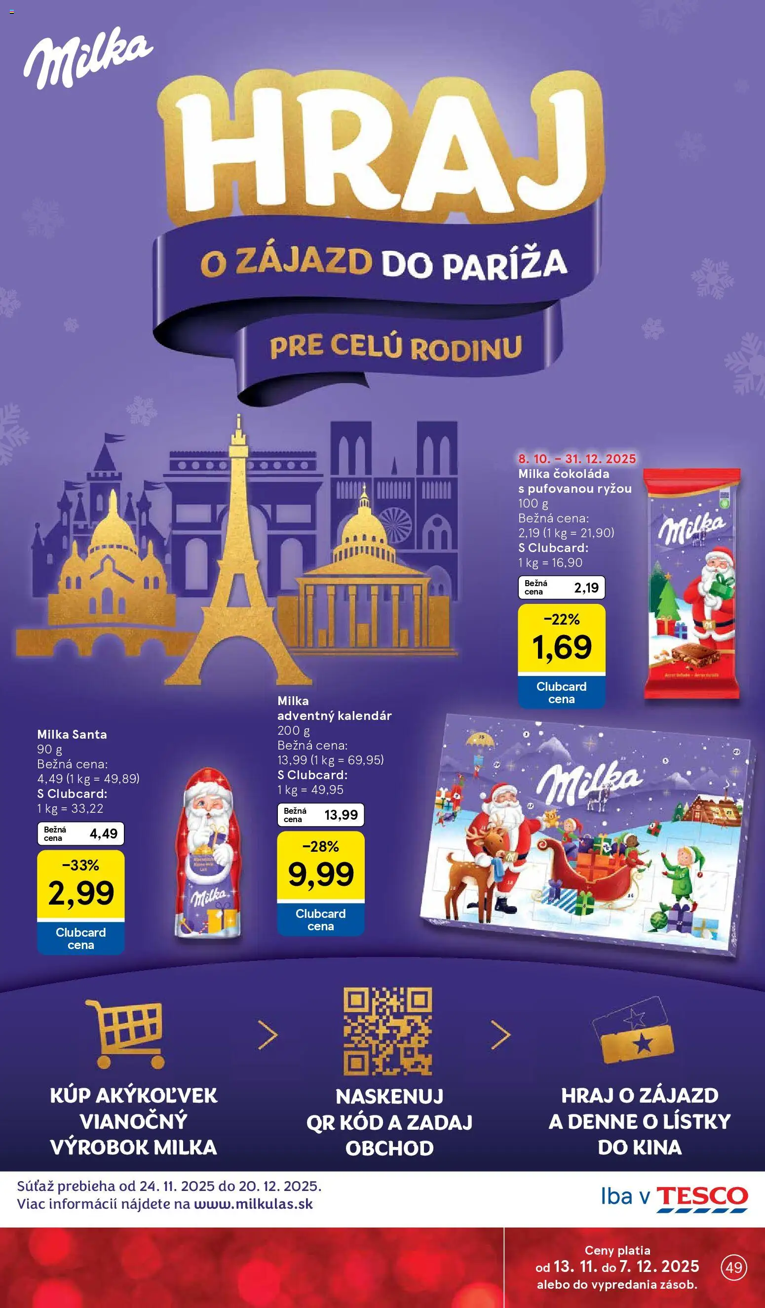 Nové Tesco akcie – leták je platný od 26.11.2025 | Strana: 49 | Produkty: Čokoláda, Milka