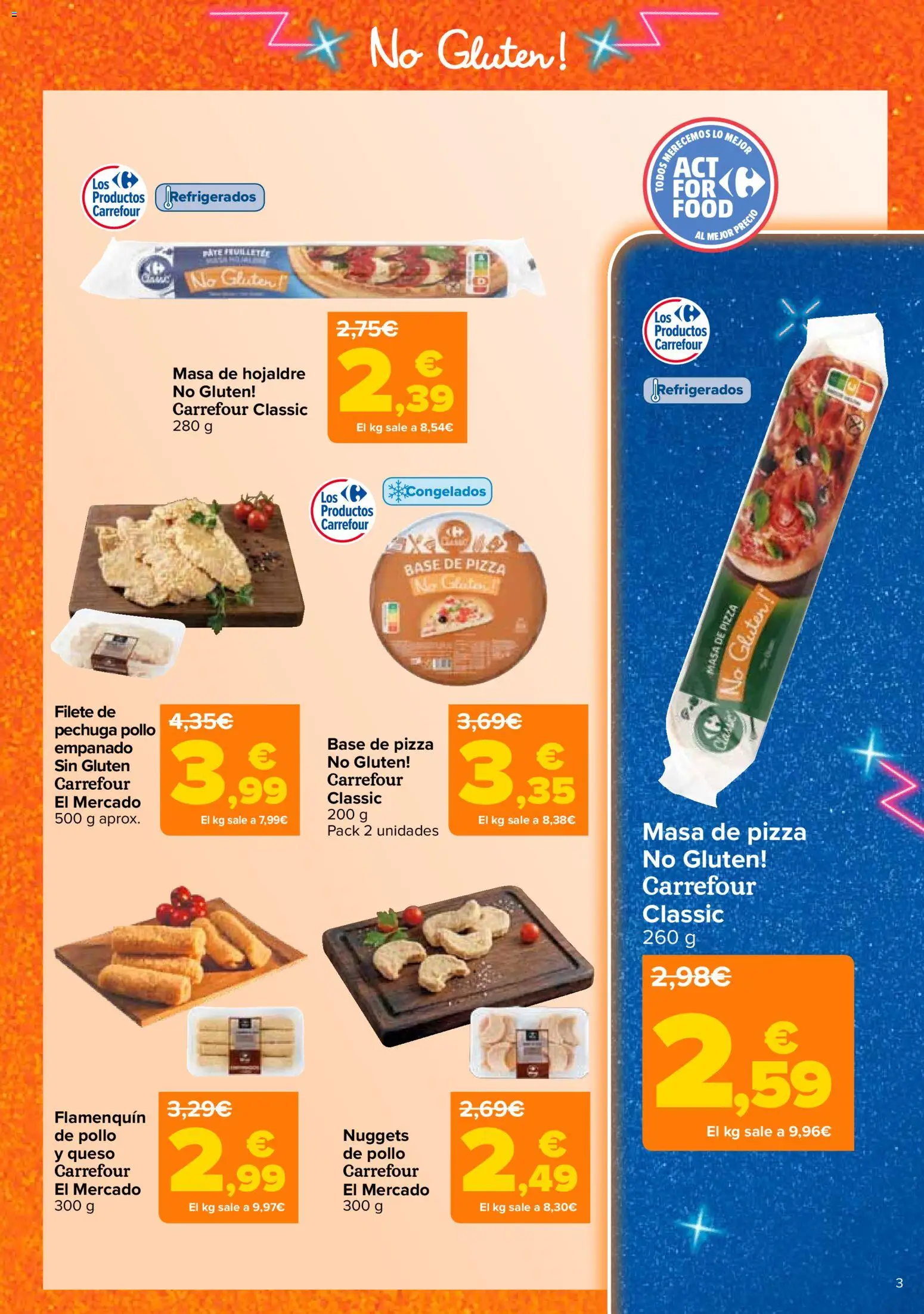 Carrefour Sin Gluten │ válido desde el 07.04.2026 | Página: 3 | Productos: Queso, Pizza, Paté, Filete