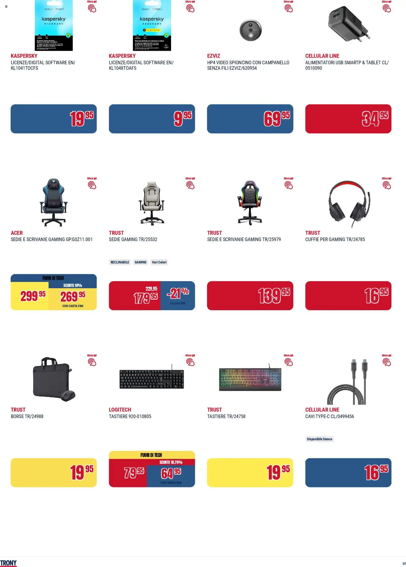 Volantino Trony del 19.02.2026 | Pagina: 7 | Prodotti: Tablet, Cuffie, USB, Fan