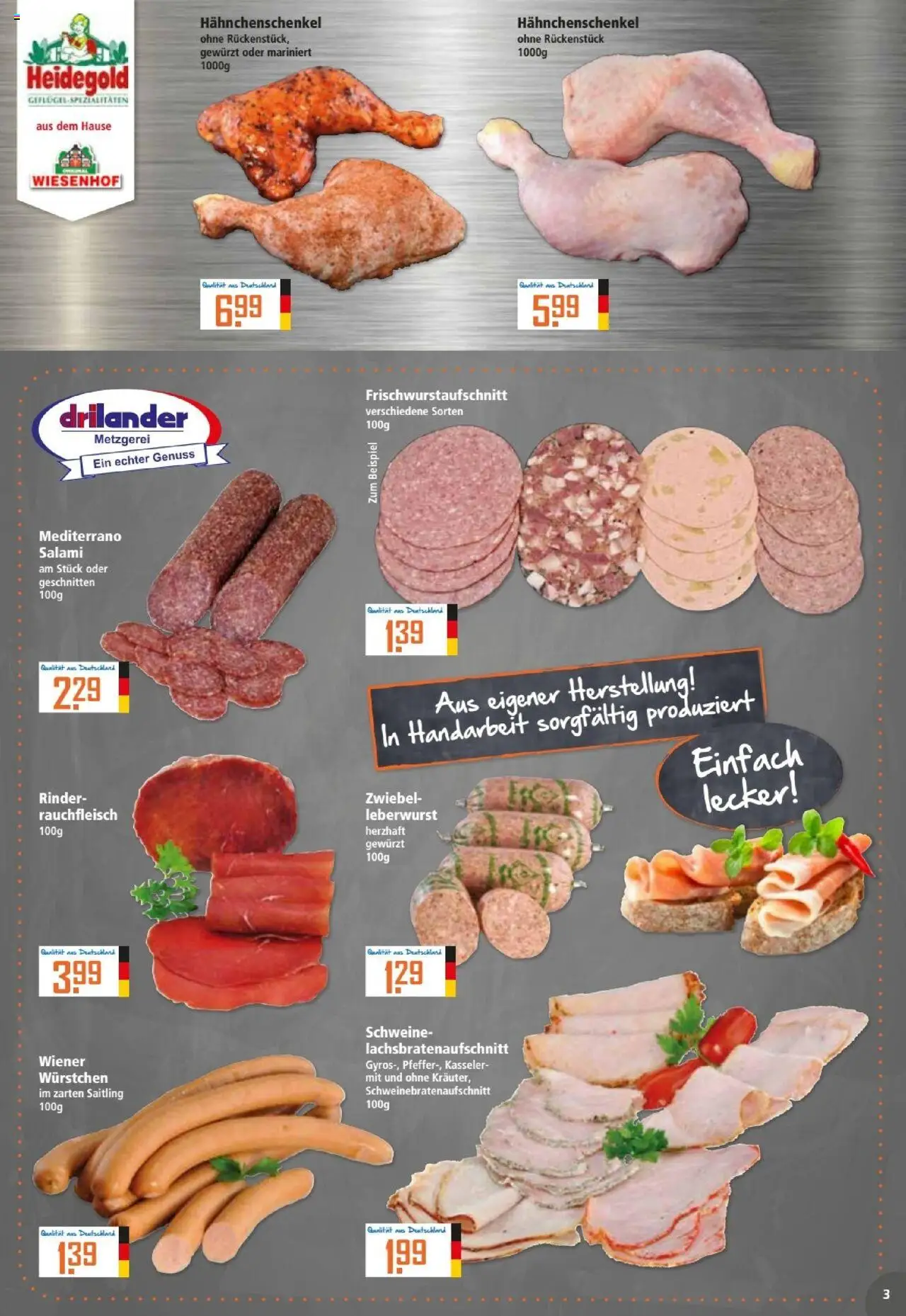 Klaas & Kock Prospekt - gültig ab dem 21.07.2025 | Seite: 3 | Produkte: Hahnchenschenkel, Salami