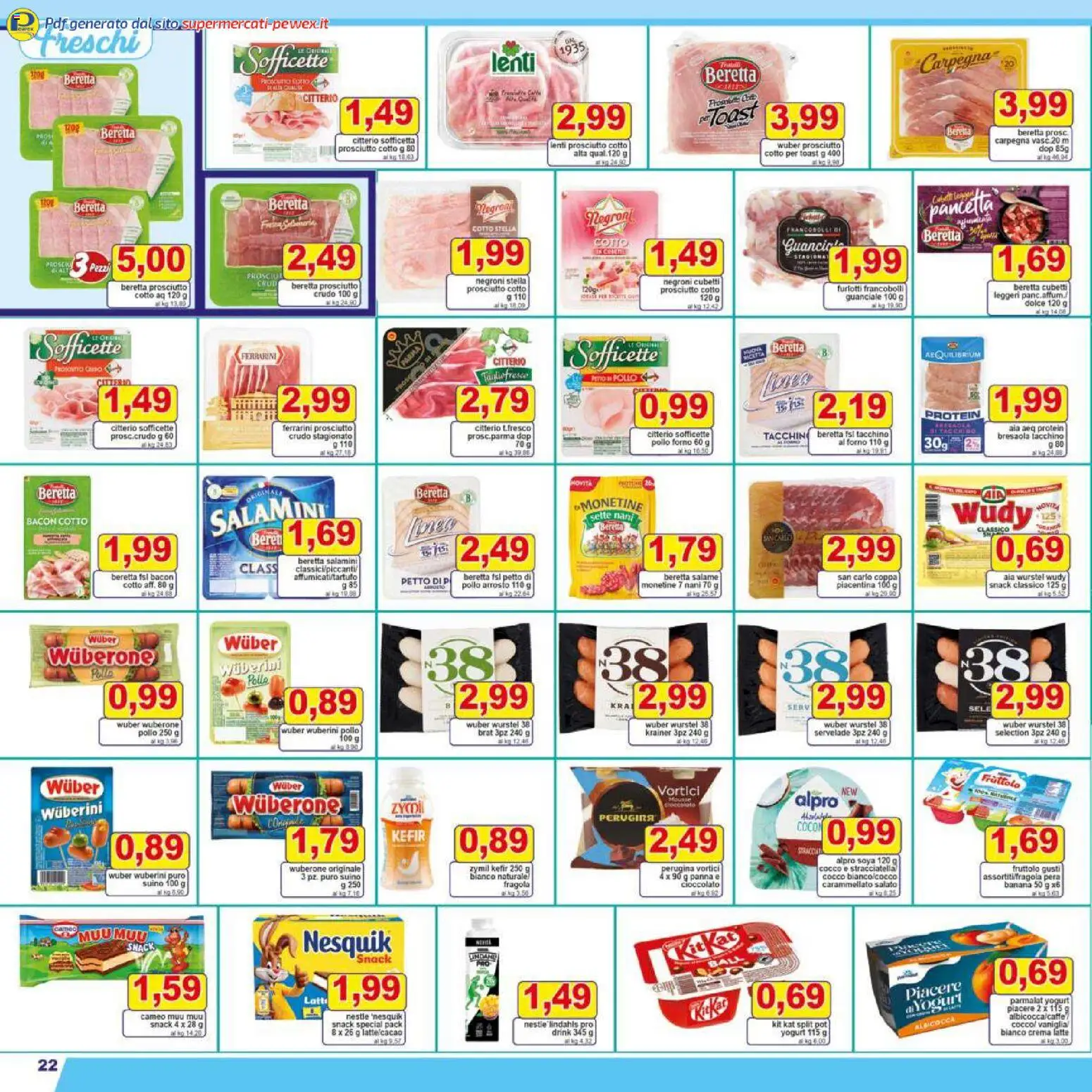Volantino Pewex del 27.12.2025 | Pagina: 22 | Prodotti: Salame, Pollo, Prosciutto, Wurstel