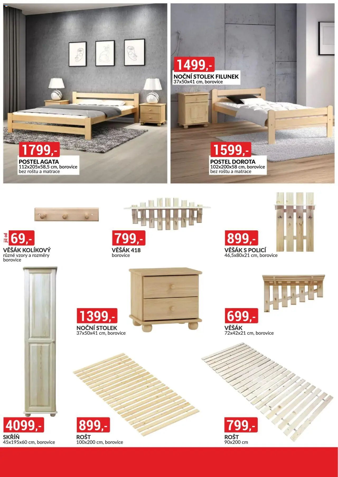BAUMAX leták - Bydlení na míru od 01.10.2025 | Strana: 53 | Produkty: Matrace, Noční stolek, Rošt, Věšák