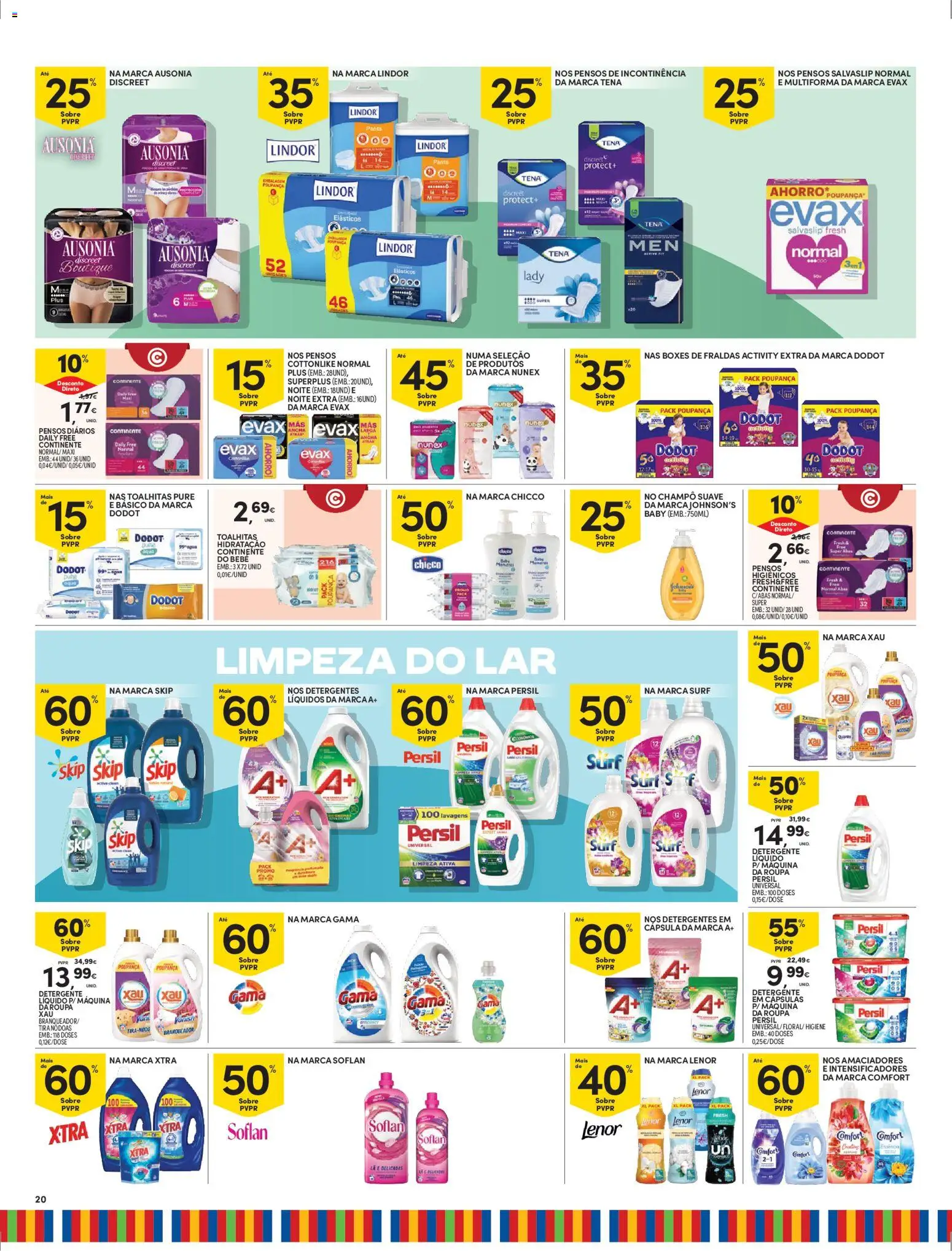 Continente - Madeira │ válido de 03.02.2026 | Página: 20 | Produtos: Pensos higiénicos, Shampoo, Detergente, Persil