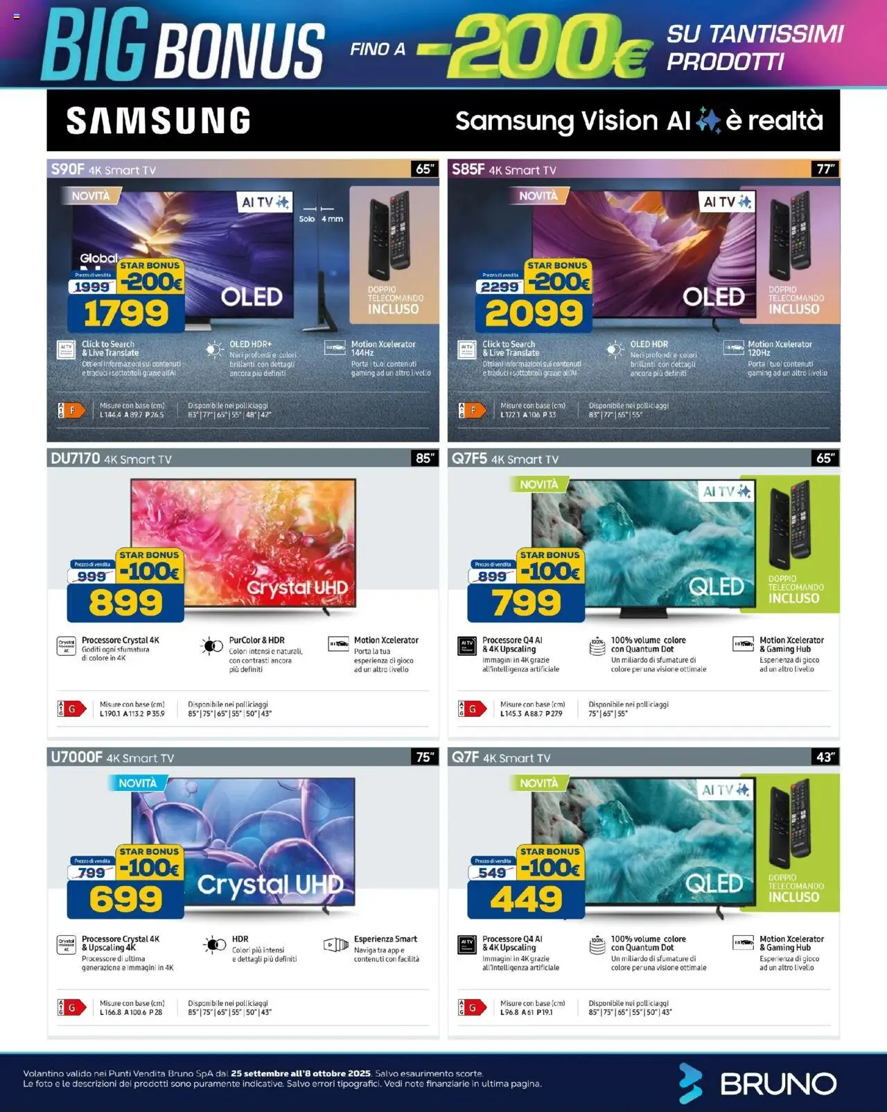 Volantino BRUNO del 25.09.2025 | Pagina: 25 | Prodotti: smart TV, TV, Gioco, Samsung
