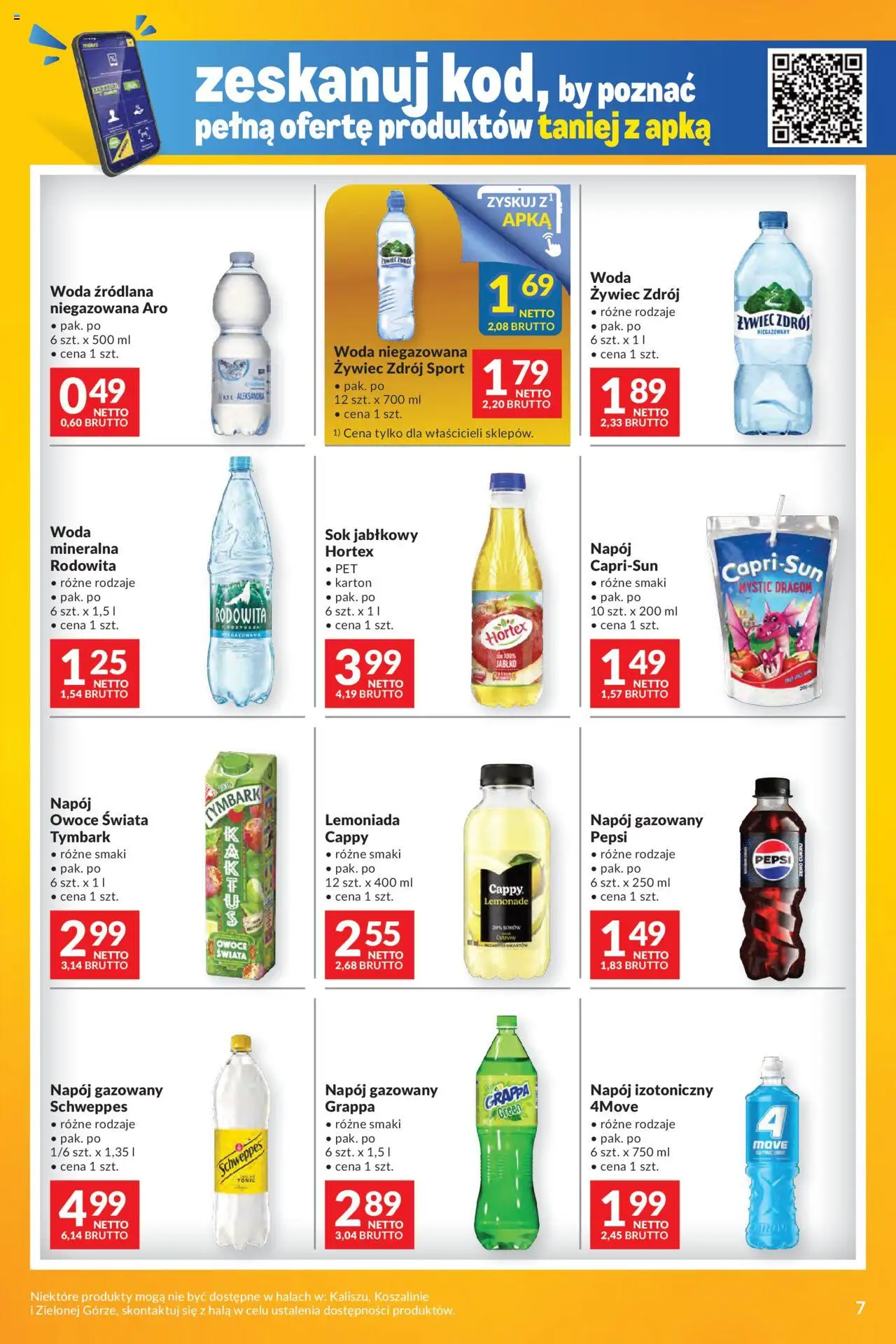Makro Gazetka - Mega oferty dla Twojego Sklepu od 14.10.2025 | Strona: 7 | Produkty: Woda żywiec, Sok jabłkowy, Pepsi, Sok