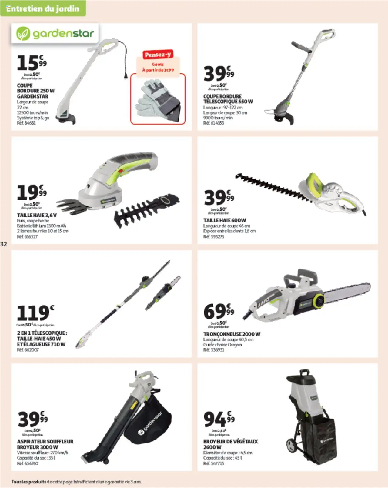  | Page: 32 | Produits: Aspirateur, Tronçonneuse, Batterie, Gants