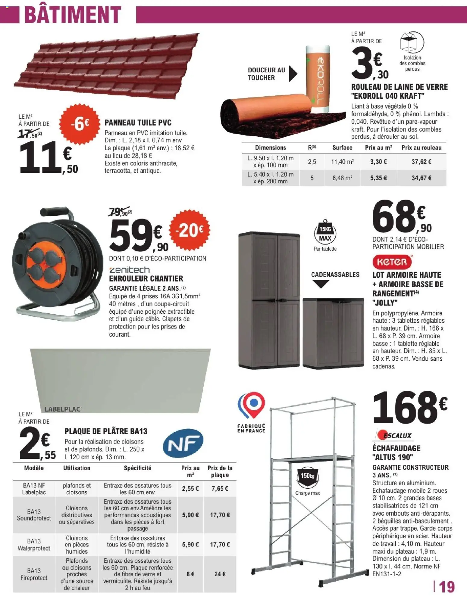 {H1} | Page: 19 | Produits: Plateau, Plâtre, Prises, Rouleau