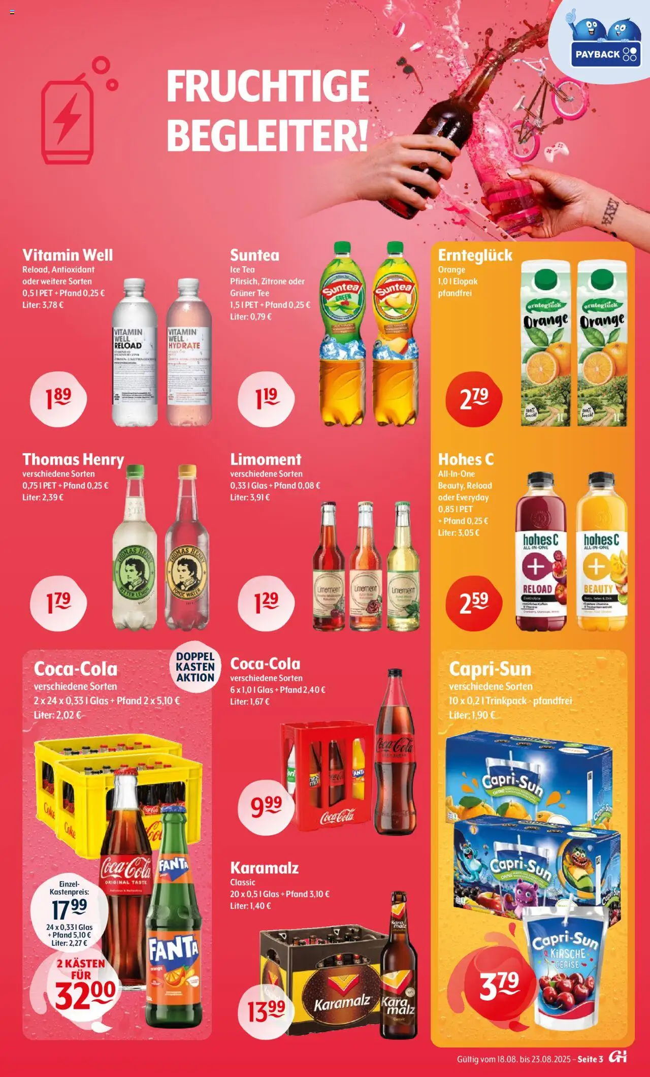 Trink und Spare Prospekt 	 - gültig ab dem 18.08.2025 | Seite: 3 | Produkte: Coca cola, Fanta, Zitrone, Tee
