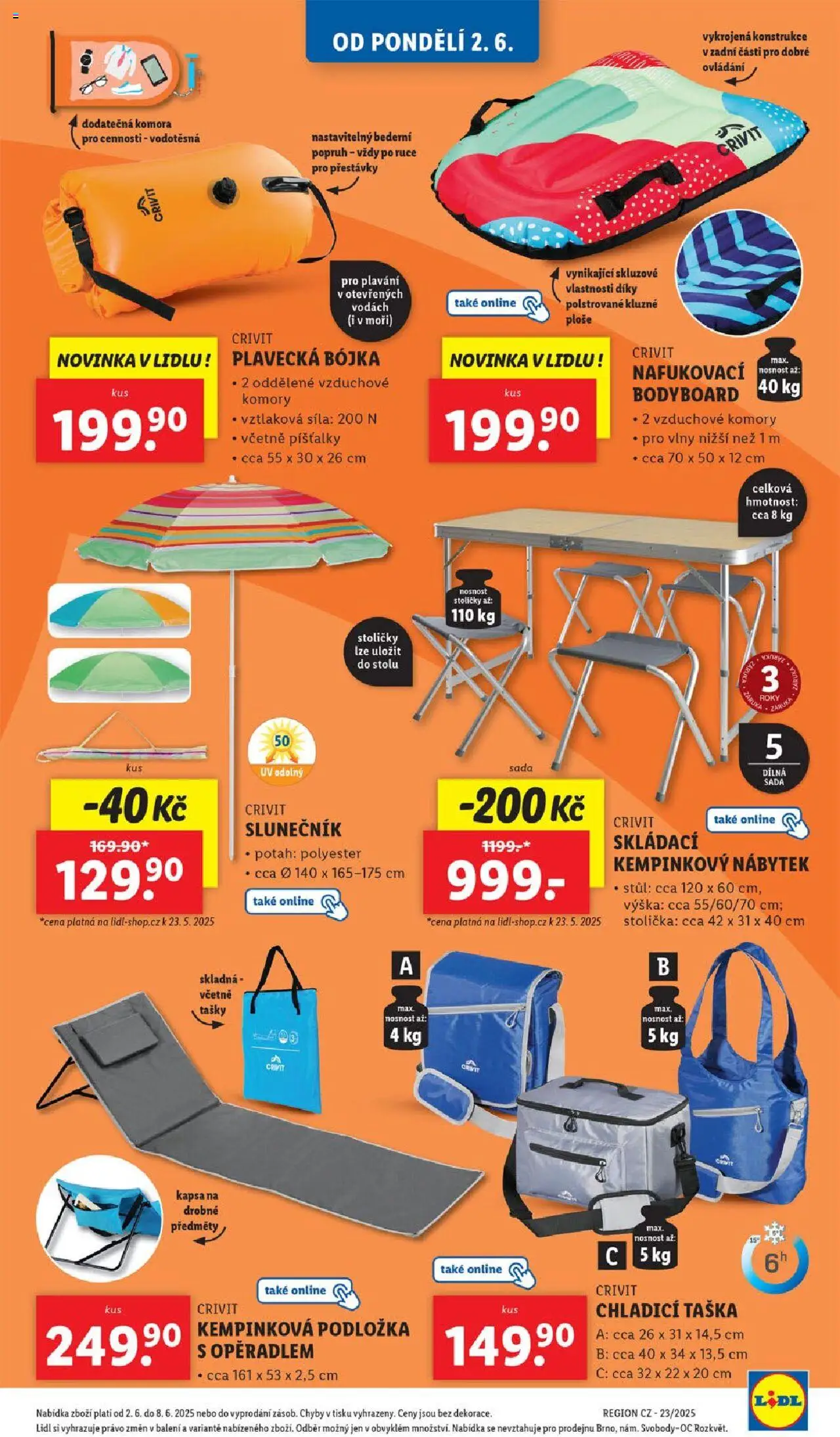 Lidl leták od 02.06.2025 | Strana: 39 | Produkty: Chladící taška, Nábytek, Stůl, Slunečník