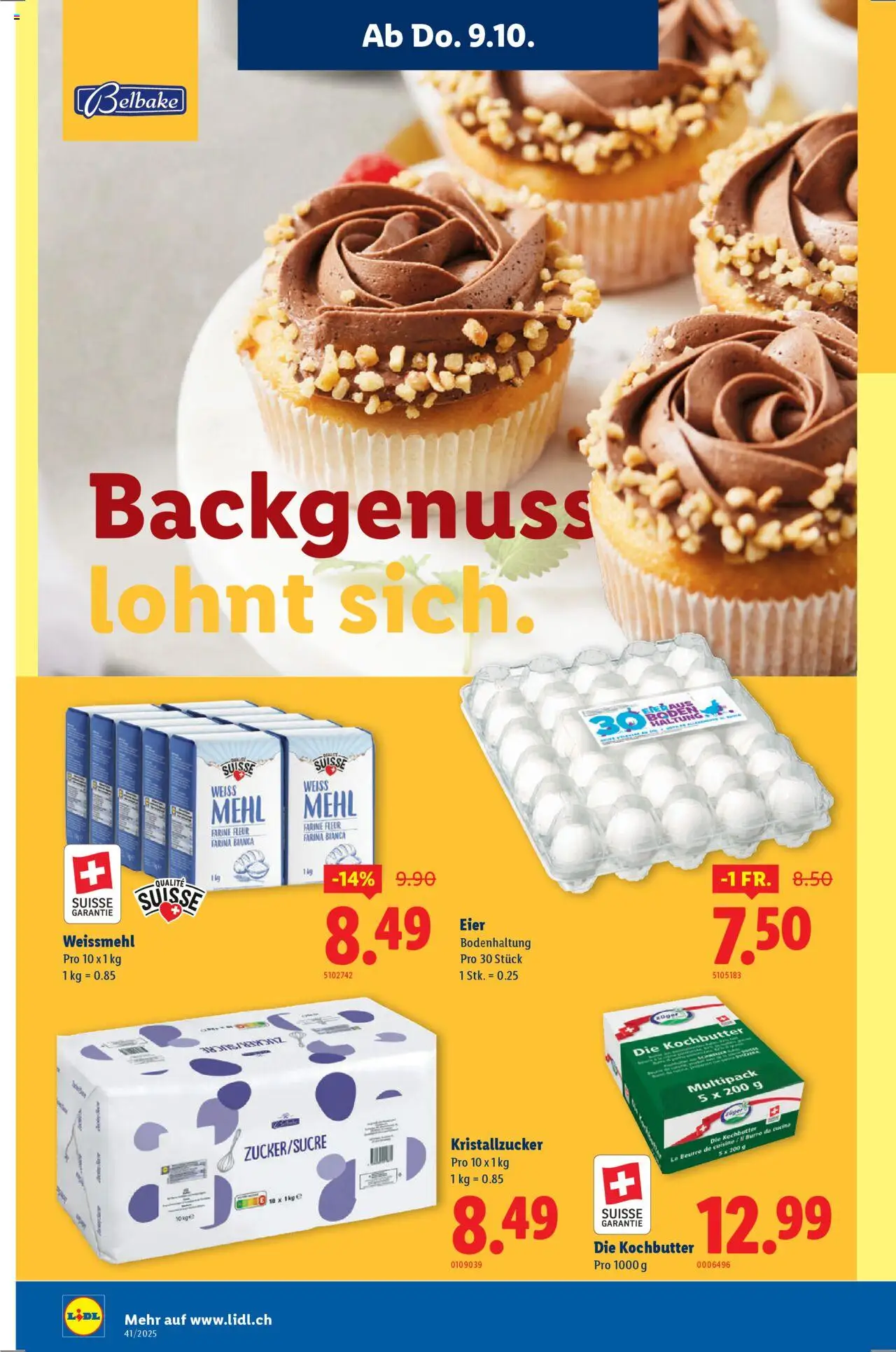 Lidl Aktionen – gültig ab 09.10.2025 | Seite: 14 | Produkte: Mehl, Eier