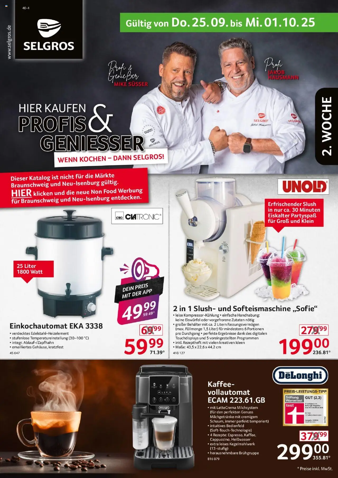 Selgros  Non Food – gültig ab 25.09.2025 | Seite: 1 | Produkte: De Longhi, Kaffee