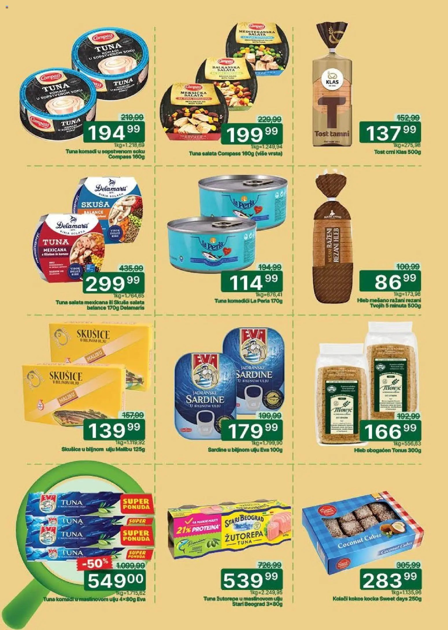 Univerexport katalog - važi od 30.03.2026 | Strana: 10 | Proizvode: Rezani hleb, Salata, Skuša, Hleb