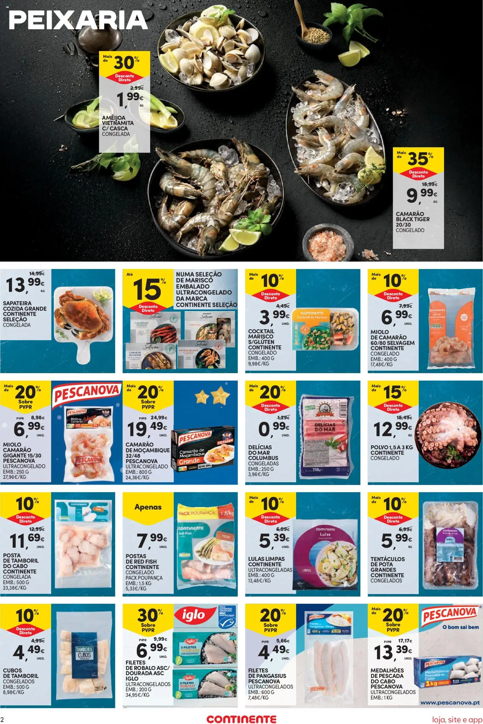 Continente Semanal Continente Bom Dia │ válido de 26.12.2025 | Página: 2 | Produtos: Pescada, Polvo, Pescada do cabo, Sapateira