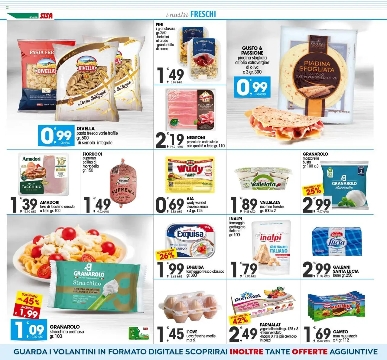 Volantino SISA del 21.08.2025 | Pagina: 4 | Prodotti: Mozzarella, Formaggio, Piadina, Stracchino