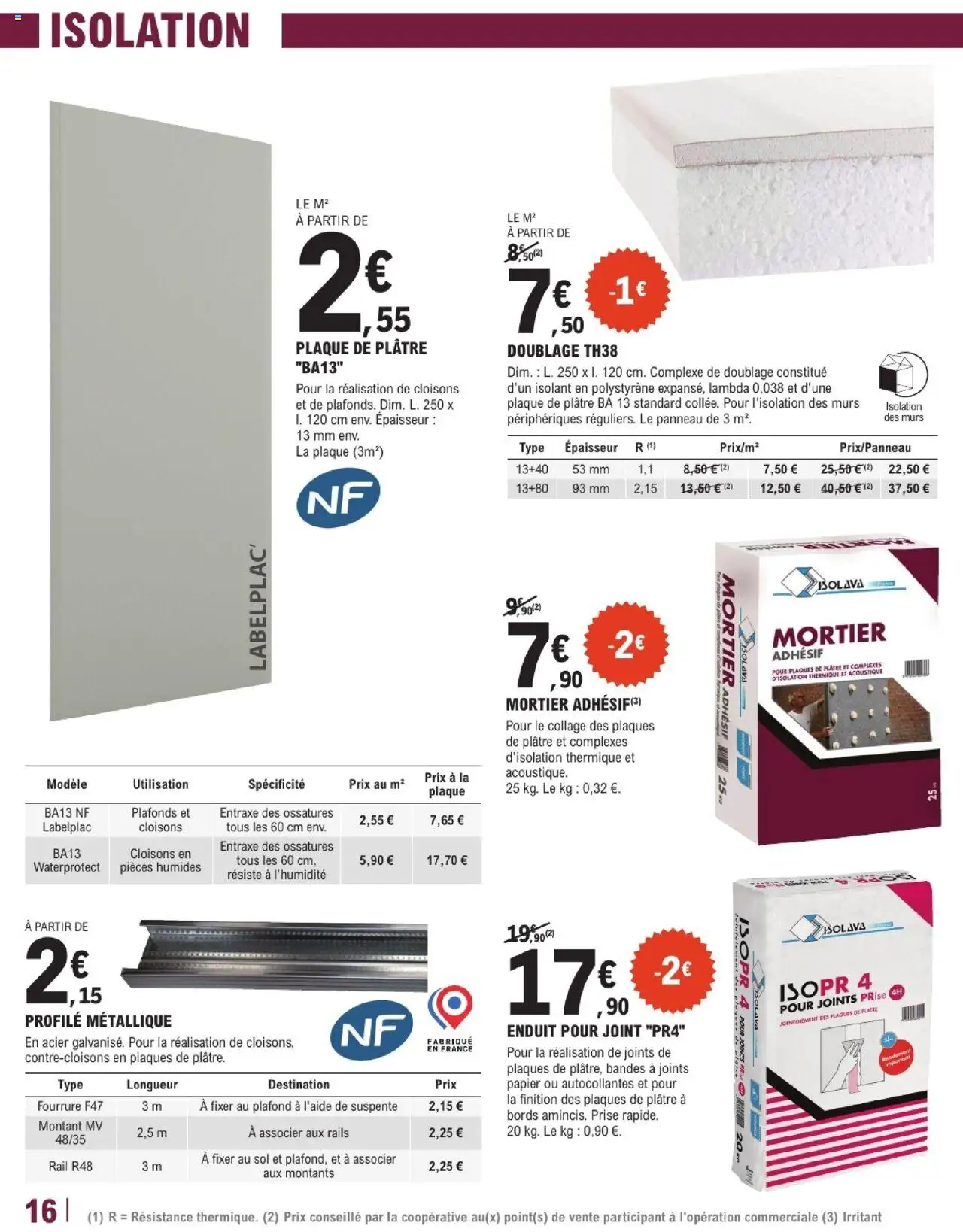 {H1} | Page: 16 | Produits: Mortier, Plâtre, Prise