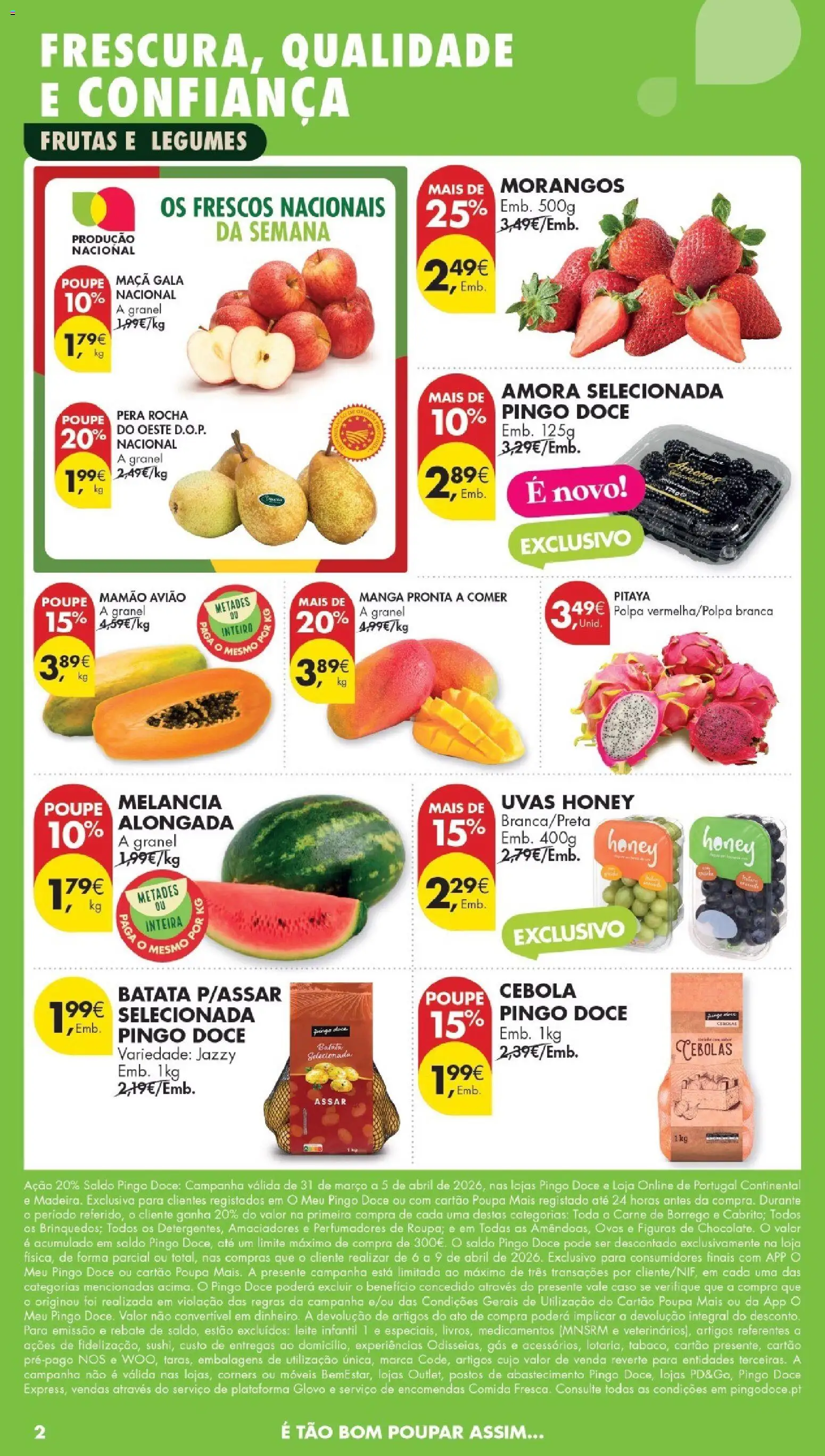 Pingo Doce Poupe Esta Semana Madeira │ válido de 31.03.2026 | Página: 2 | Produtos: Batata, Leite infantil, Carne, Uvas