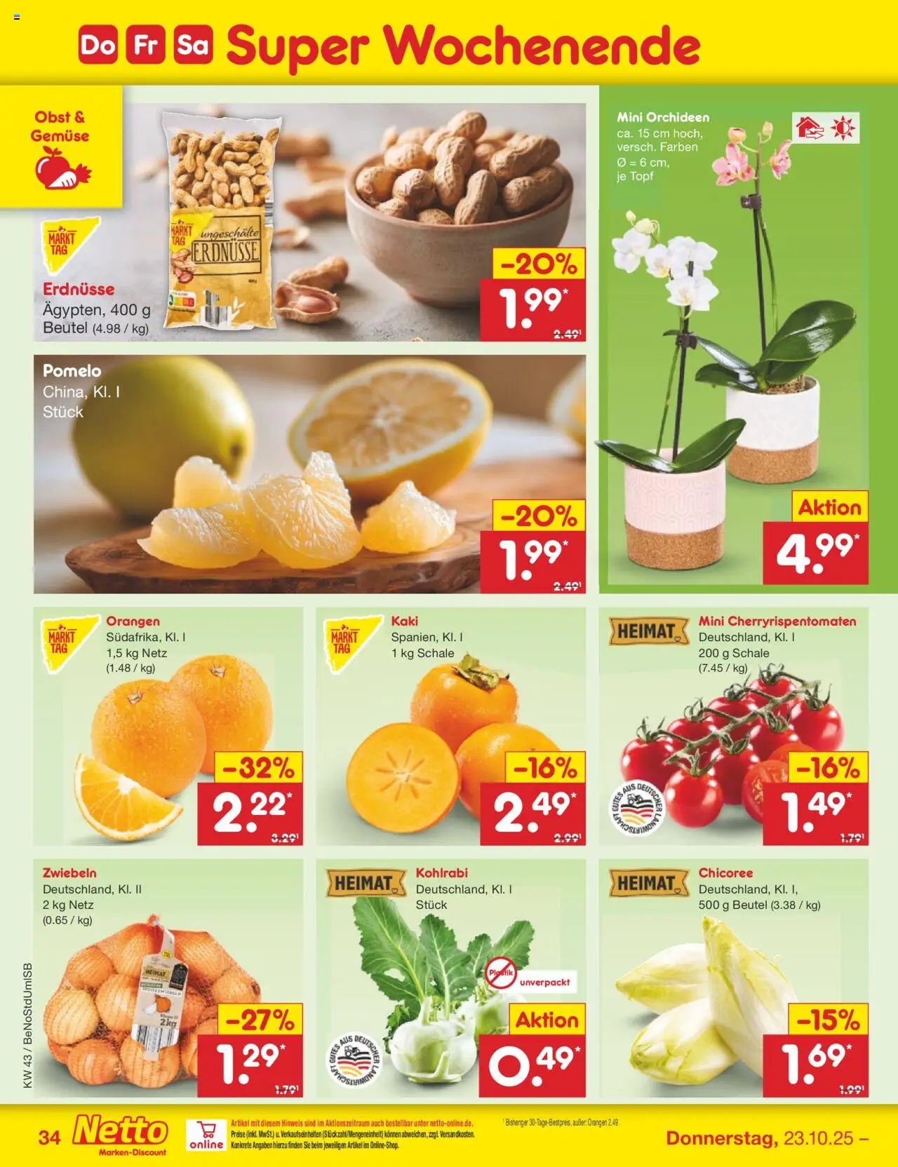 Netto Marken-Discount Prospekt 	 – gültig ab 20.10.2025 | Seite: 48 | Produkte: Erdnüsse, Kohlrabi, Orangen, Zwiebeln