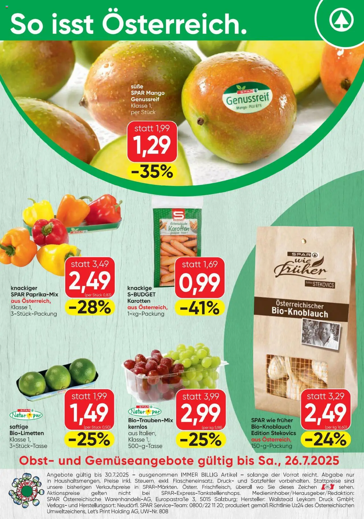 Spar Flugblatt gültig ab 24.07.2025 | Seite: 16 | Produkte: Obst, Mango