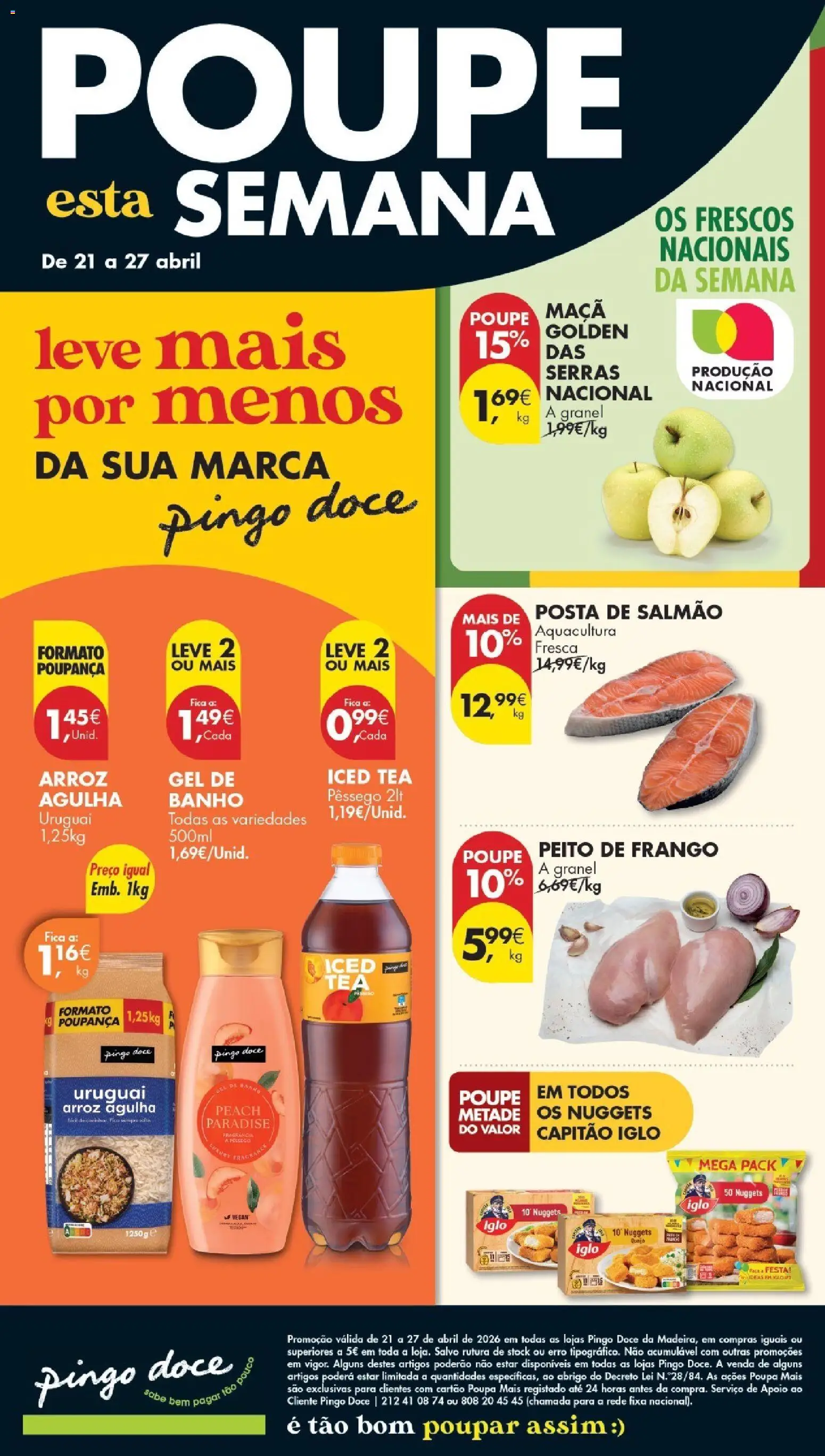 Pingo Doce Poupe Esta Semana Madeira │ válido de 21.04.2026 | Página: 1 | Produtos: Frango, Salmão, Banho, Arroz