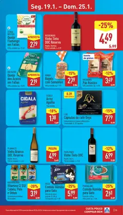 Pré-visualização Aldi folheto válido de 19.01.2026 | Página: 13 | Produtos: Queijo, Café, Vinho, Vinho tinto