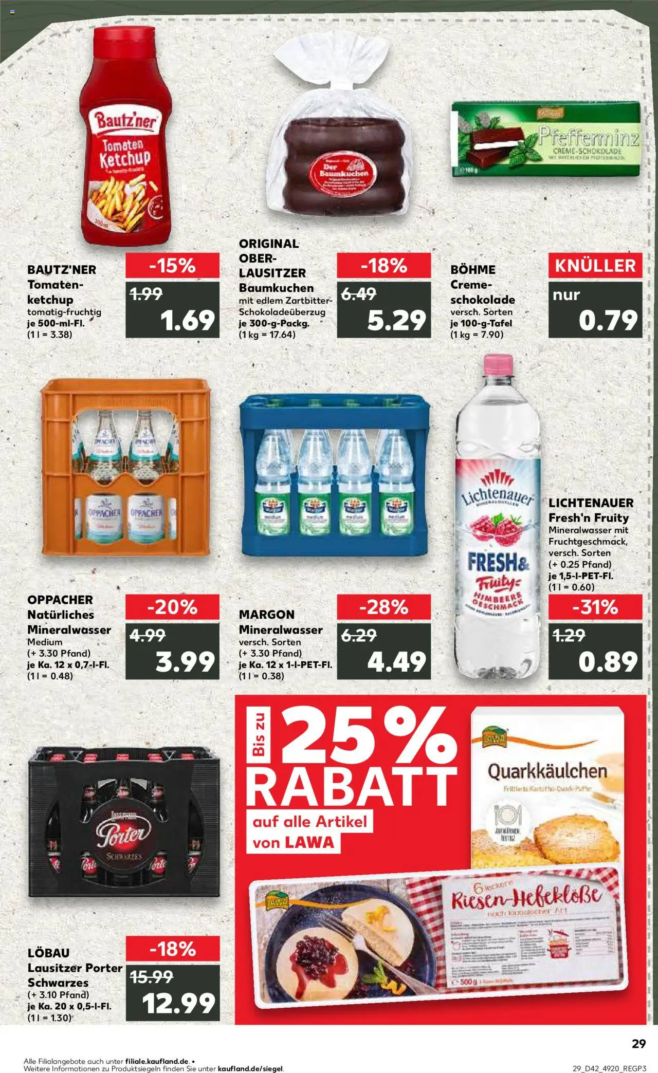 Kaufland Prospekt 	 – gültig ab 16.10.2025 | Seite: 29 | Produkte: Schokolade, Tomaten, Mineralwasser, Ketchup