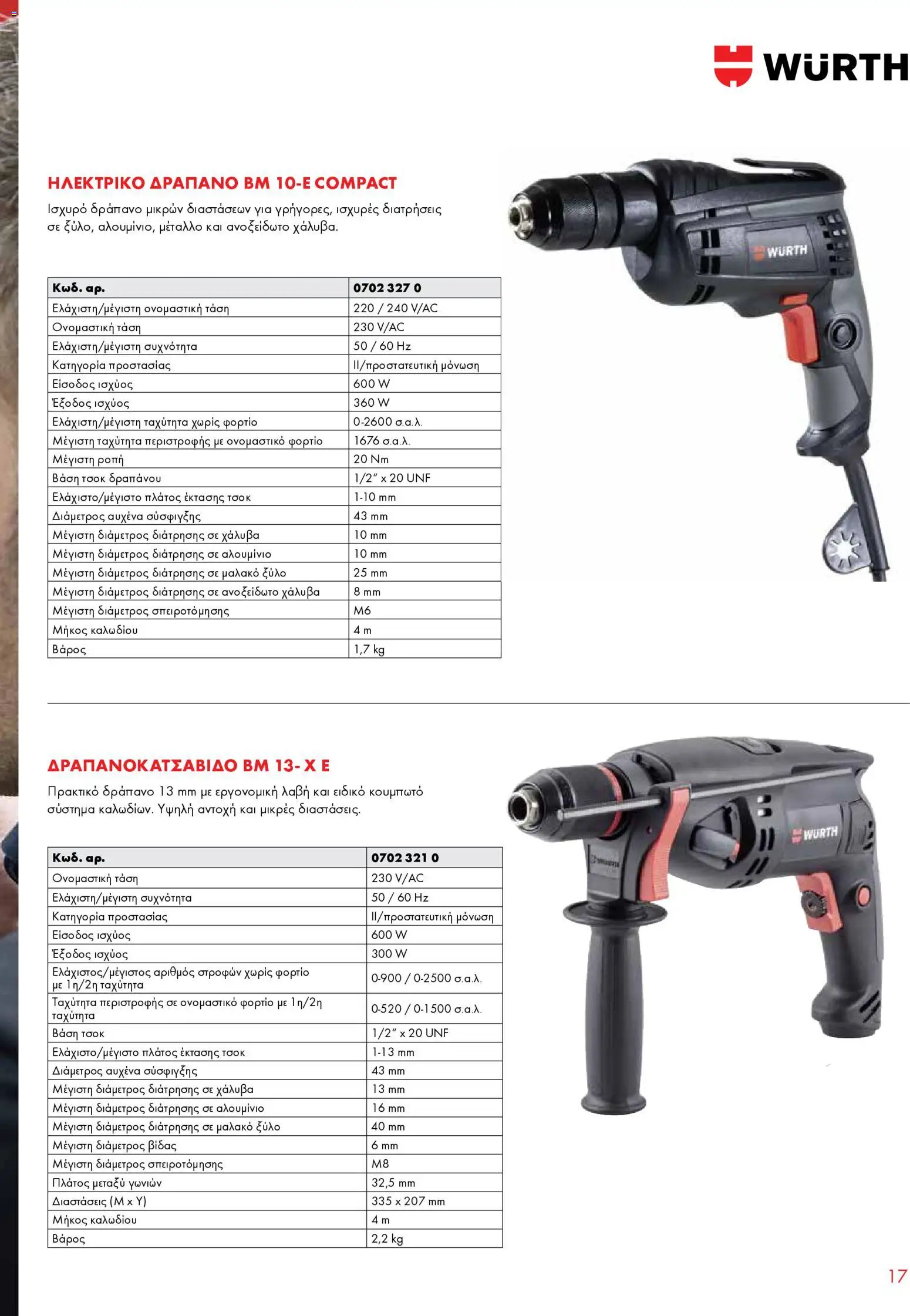 WURTH - Ηλεκτρικά Εργαλεία – σε ισχύ από 01.01.2026 | Σελίδα: 17