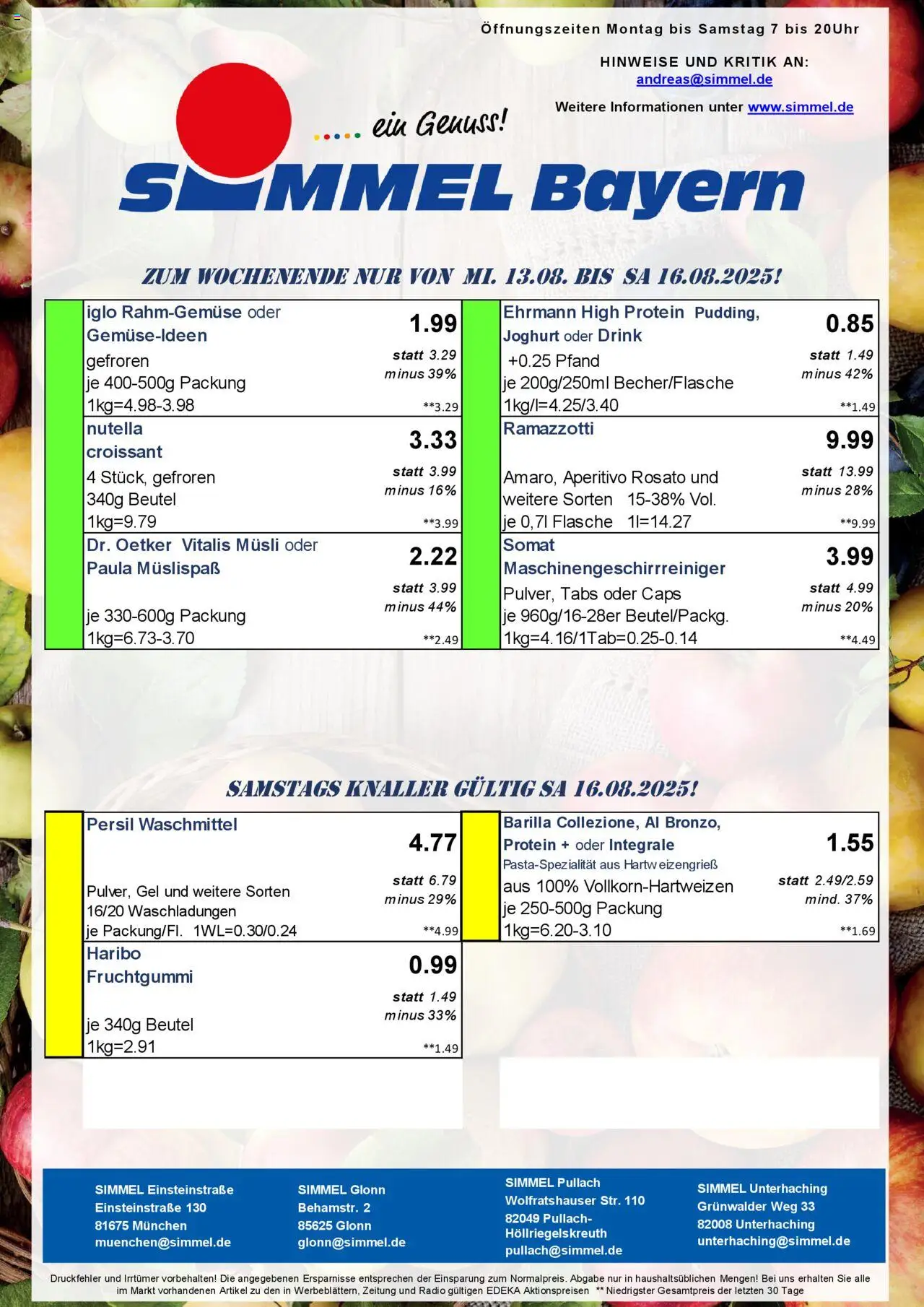 Simmel - Bayern - gültig ab dem 11.08.2025 | Seite: 8 | Produkte: Haribo, Iglo, Waschmittel, Persil