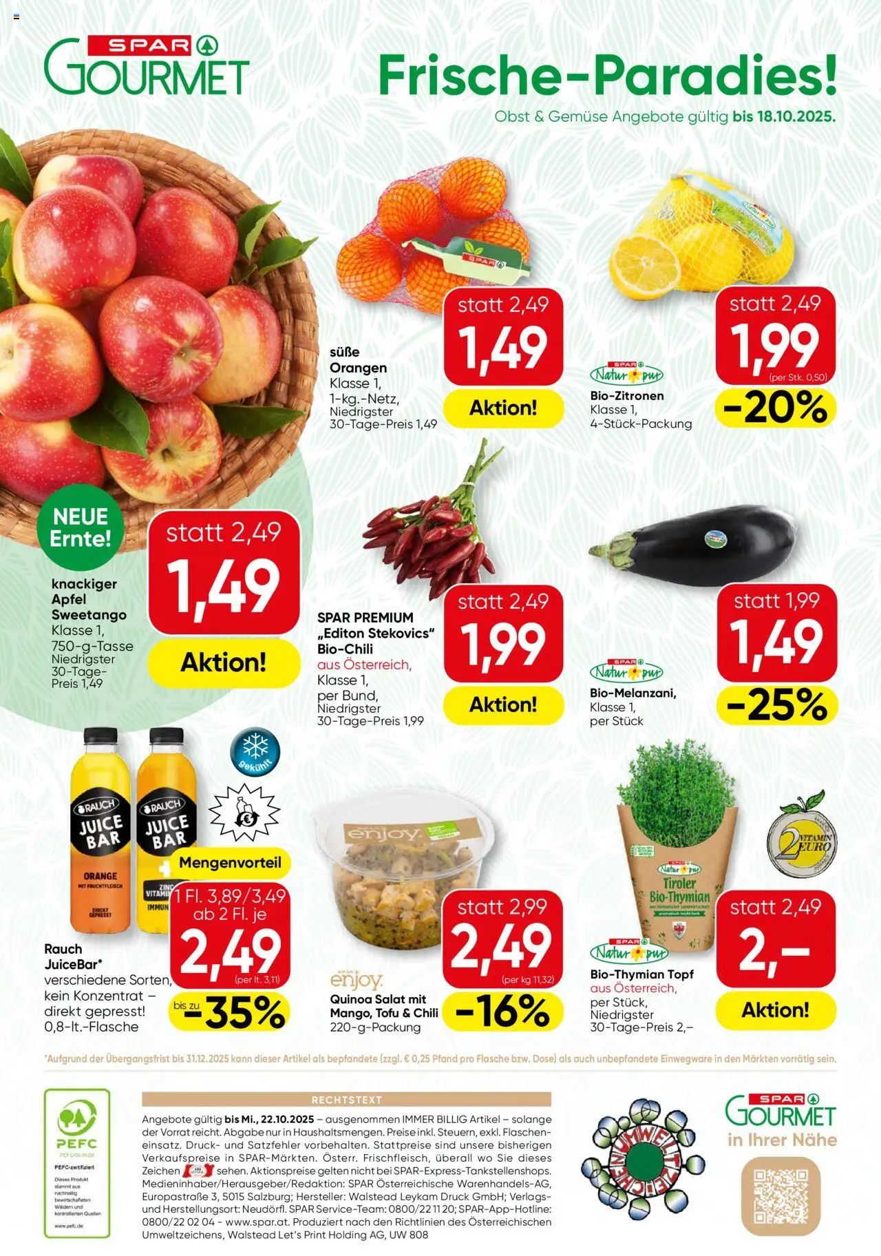 SPAR Gourmet Flugblatt - Wien gültig ab 16.10.2025 | Seite: 8 | Produkte: Gemüse, Obst, Chili, Äpfel