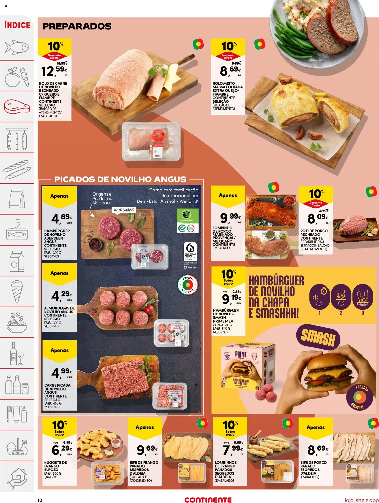 Continente folheto │ válido de 24.02.2026 | Página: 18 | Produtos: Espargos, Nuggets de frango, Queijo, Massa