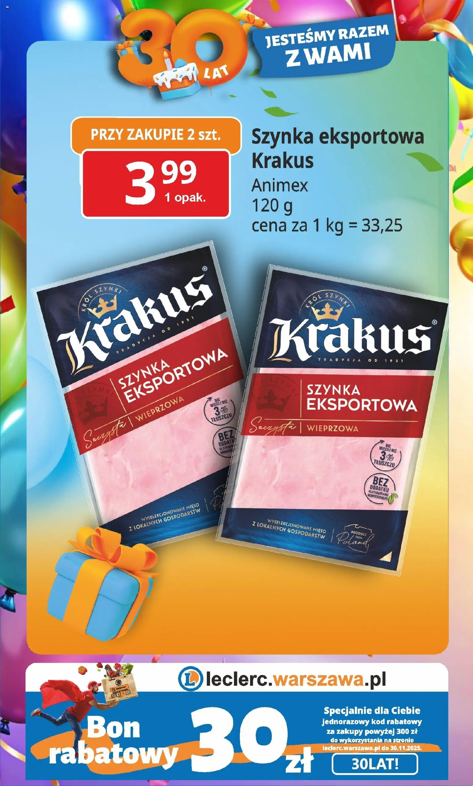 E.Leclerc Gazetka - Warszawa Ursynów od 03.11.2025 | Strona: 2 | Produkty: Mięso, Szynka