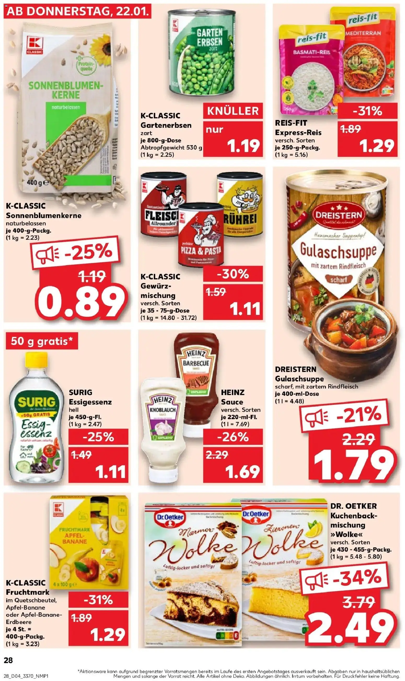 Kaufland prospekt Sondershausen	 – gültig ab 22.01.2026 | Seite: 28 | Produkte: Essig, Äpfel, Knoblauch, Rindfleisch