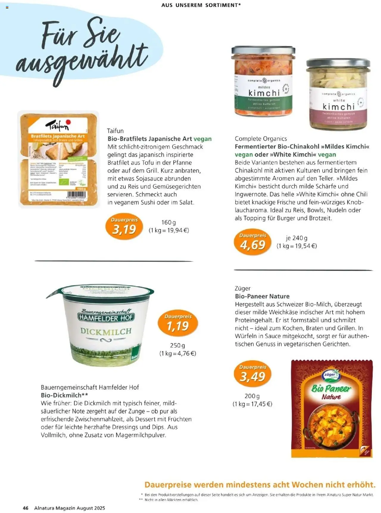 Alnatura Prospekt - gültig ab dem 01.08.2025 | Seite: 46 | Produkte: Burger, Gemüse, Reis, Nudeln