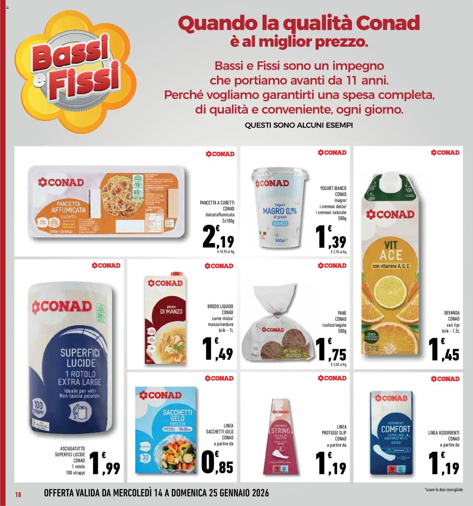 Volantino Conad del 14.01.2026 | Pagina: 18 | Prodotti: Proteggi slip, Manzo, Slip, Asciugatutto
