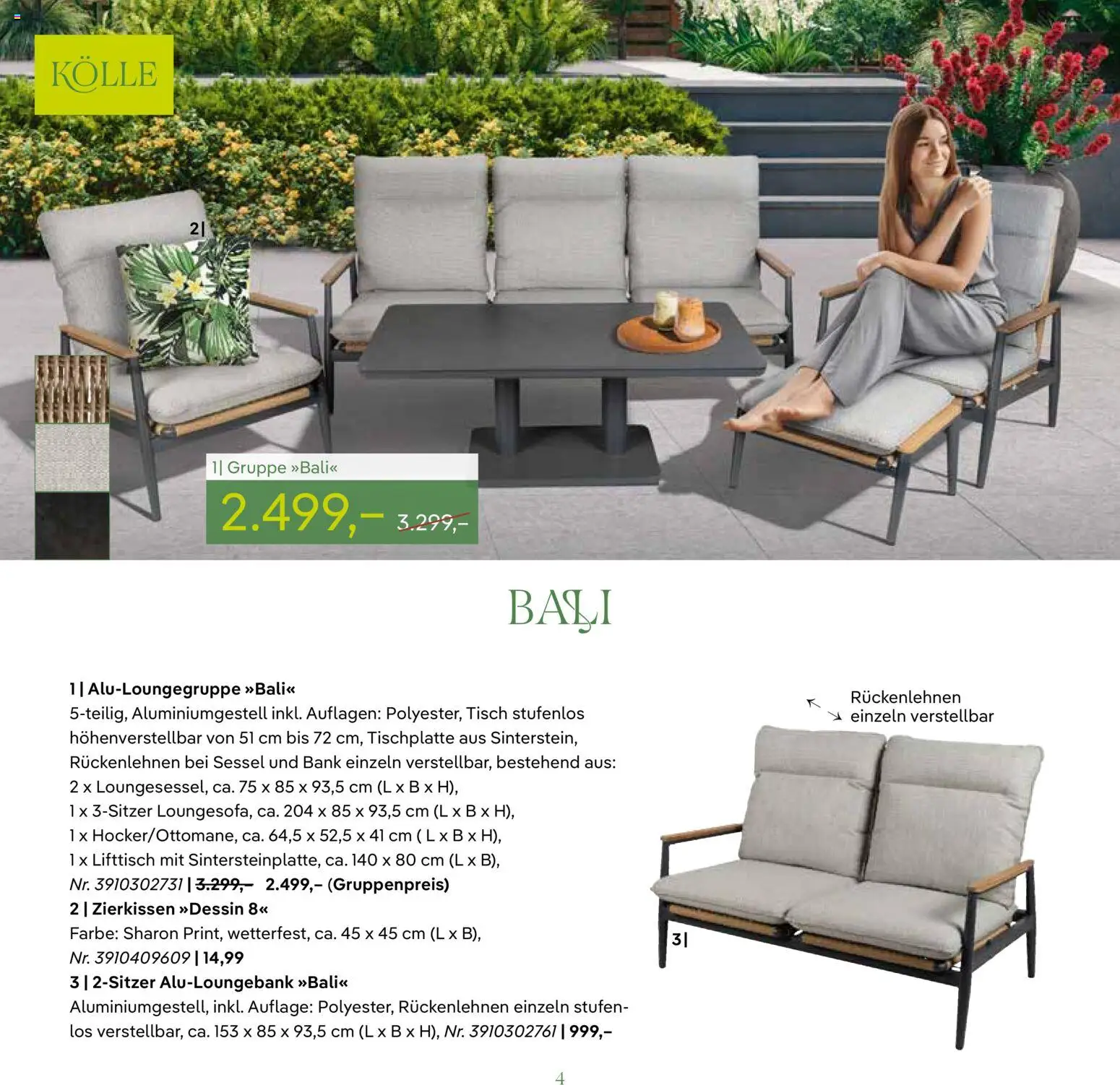 Pflanzen-Kölle GARTENMÖBEL 2026 – gültig ab 07.03.2026 | Seite: 4 | Produkte: Sessel, Tisch