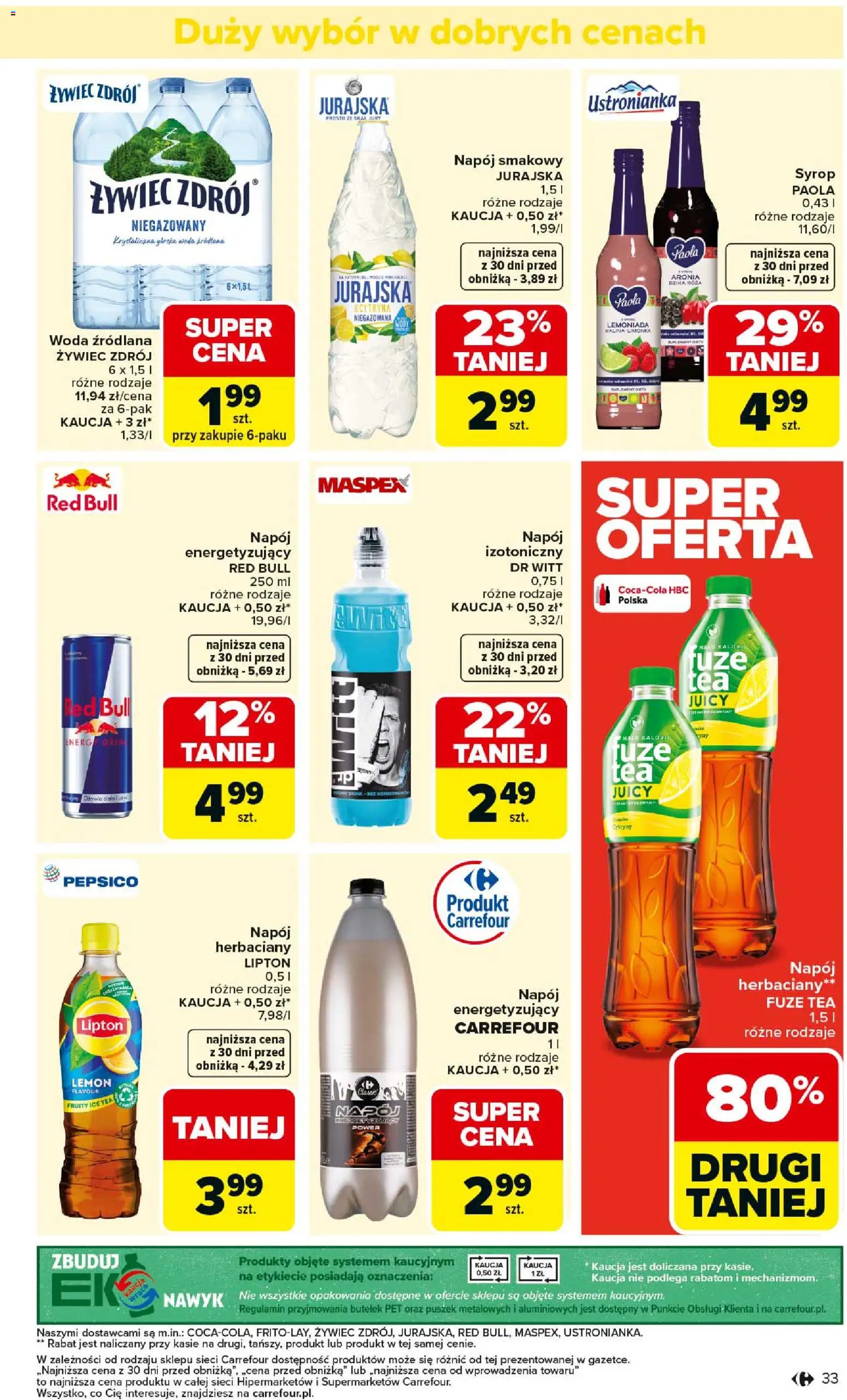 Carrefour Gazetka od 23.02.2026 | Strona: 35 | Produkty: Syrop, Red bull, Ice Tea, Woda źródlana