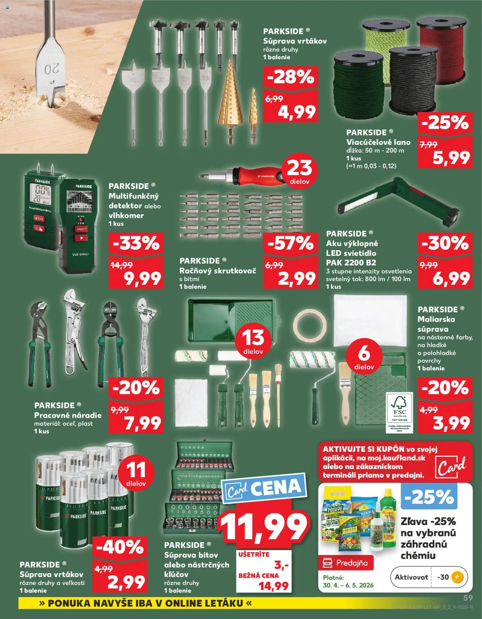 Kaufland SK akciós ujság - amely érvényes a következő dátumtól: 30.04.2026 | Oldal: 59 | Termékek: Parkside, Tök