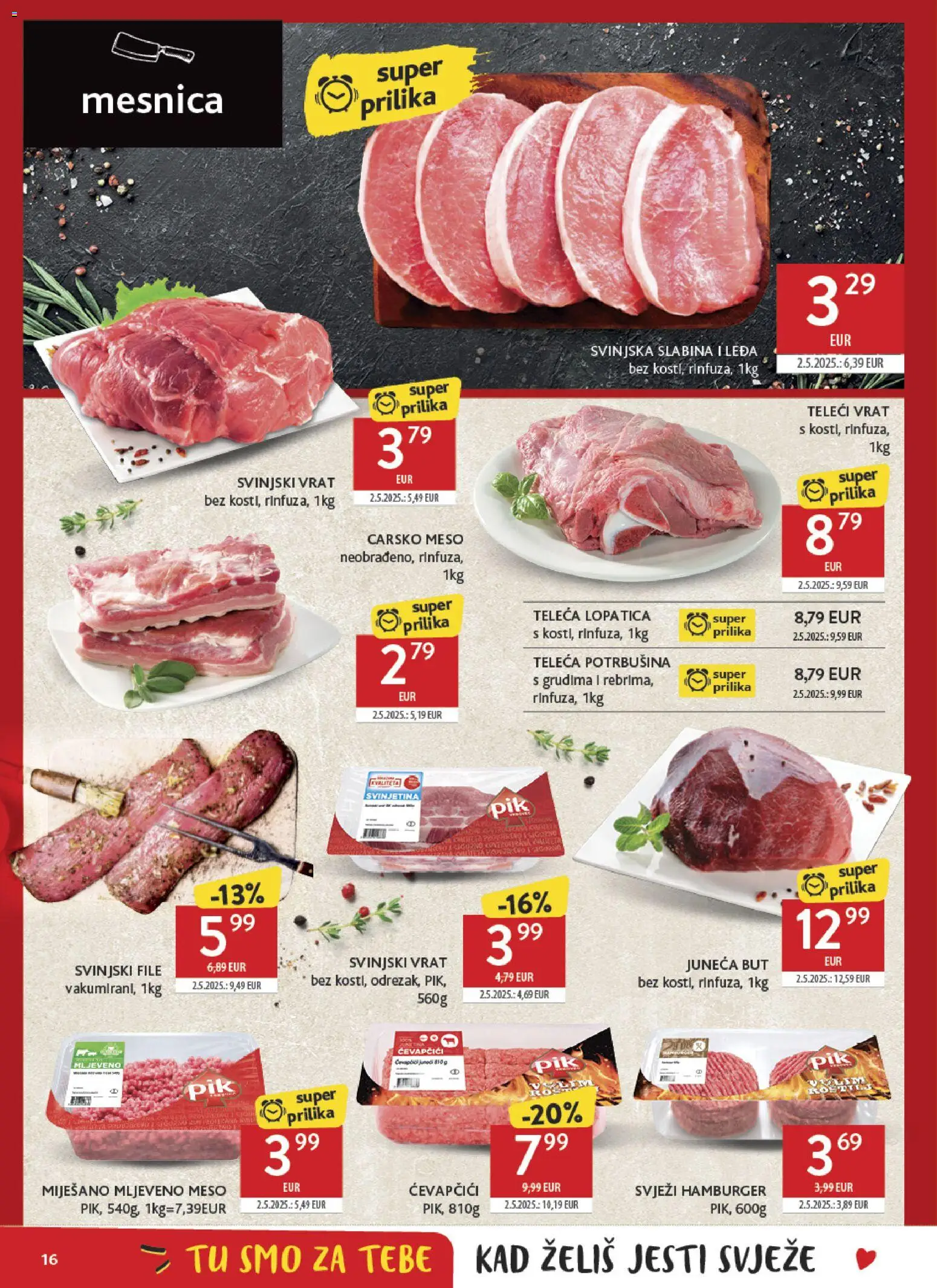 Konzum katalog | vrijedi od 25.02.2026 | Stranica: 16 | Proizvodi: Meso, Svinjetina, Svinjski file, Lopatica