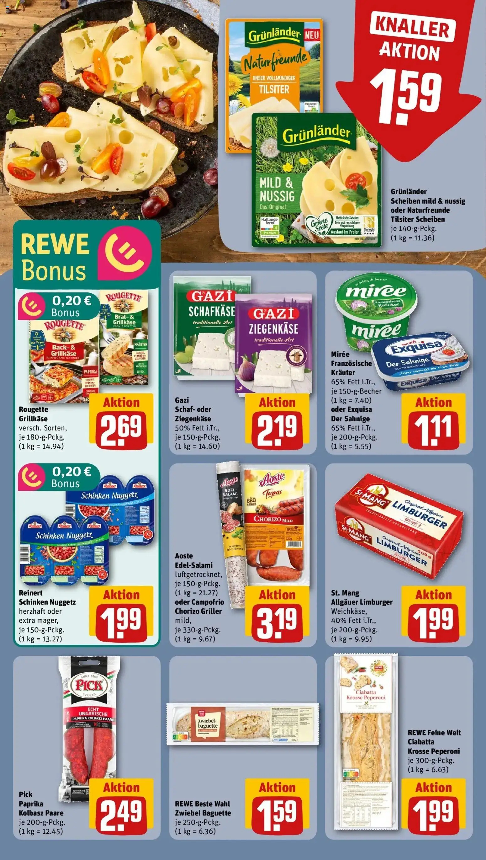 Rewe Prospekt Dudenhofen	 – gültig ab 12.04.2026 | Seite: 14 | Produkte: Ziegenkäse, Grunlander, Schinken, Griller
