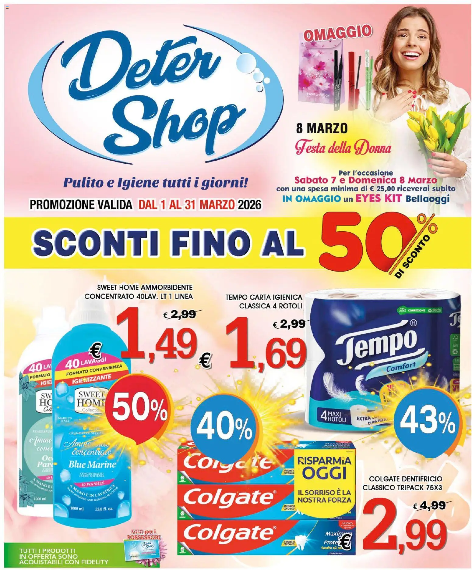 Volantino Deter Shop del 01.03.2026 | Pagina: 1 | Prodotti: Carta igienica, Dentifricio, Ammorbidente