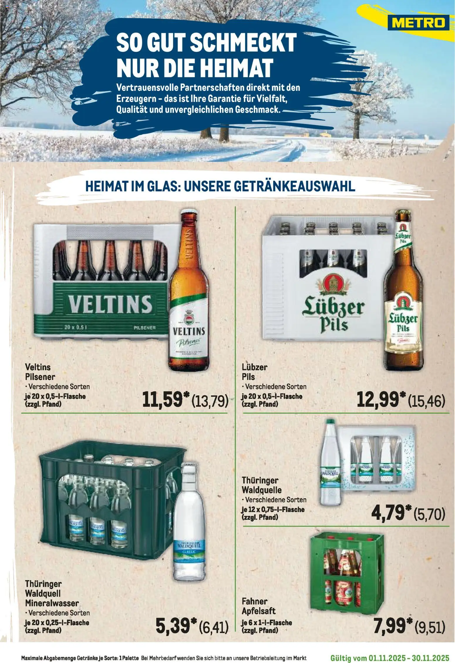 Metro Regionaler Flyer – gültig ab 01.11.2025 | Seite: 103 | Produkte: Apfelsaft, Mineralwasser, Lubzer, Veltins