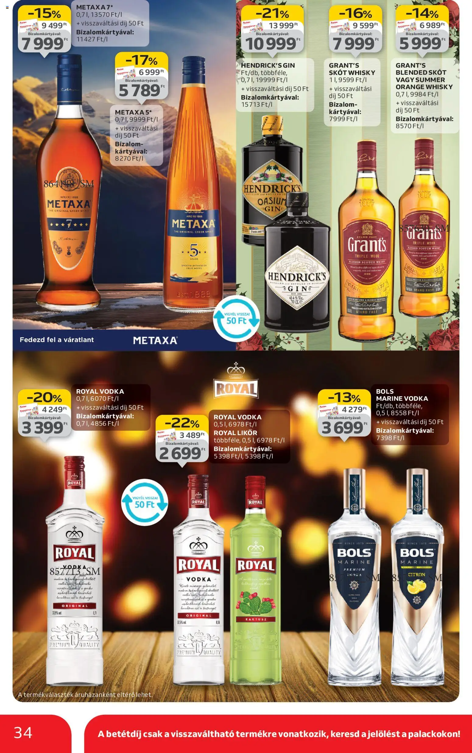 Auchan akciós ujság - amely érvényes a következő dátumtól: 18.12.2025 | Oldal: 34 | Termékek: Gin, Likőr, Vodka, Whisky