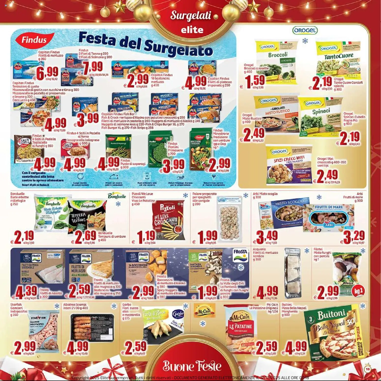 Volantino Elite Supermercati del 12.12.2025 | Pagina: 13 | Prodotti: Gamberi, Verdure, Frutti di mare, Padella