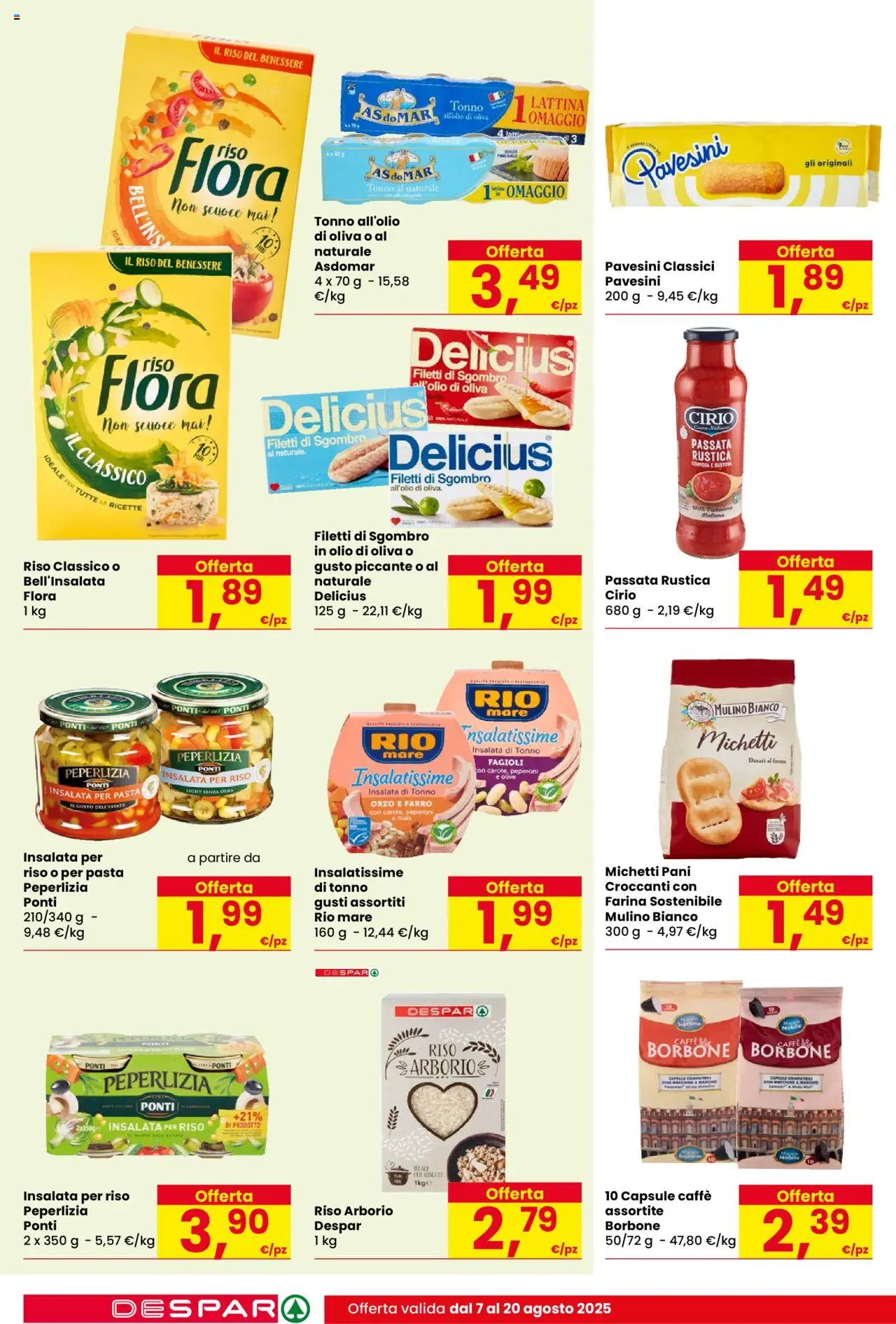 Volantino Despar del 07.08.2025 | Pagina: 14 | Prodotti: Caffè, Insalata, Olive, Farro